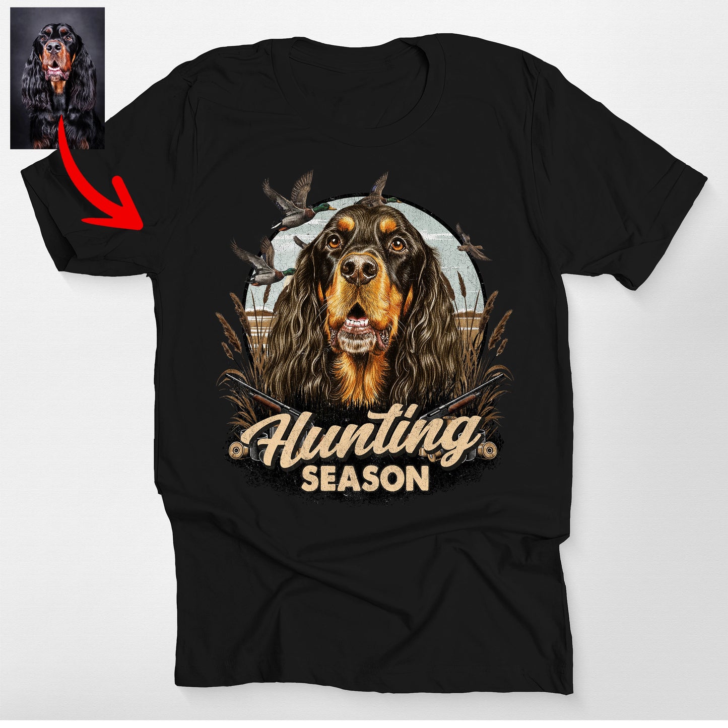 Custom Hunting Dog Bella Canvas T-Shirt Person, custom pet portrait gift for pet lovers (view 2)