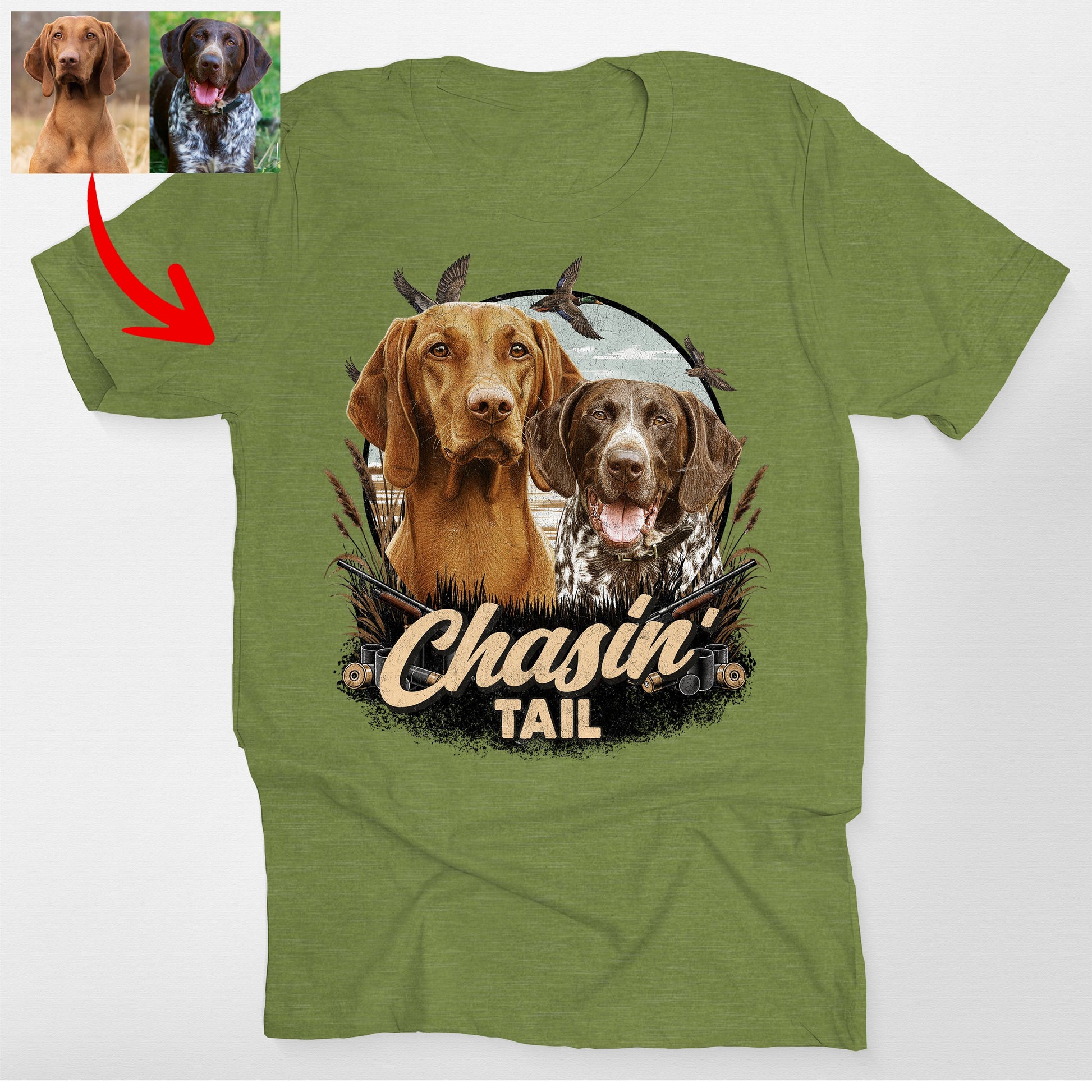 Custom Hunting Dog Bella Canvas T-Shirt Person, custom pet portrait gift for pet lovers (view 4)