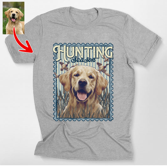 Custom Hunting Season Bella Canvas T-Shirt Dog, custom pet portrait gift for pet lovers