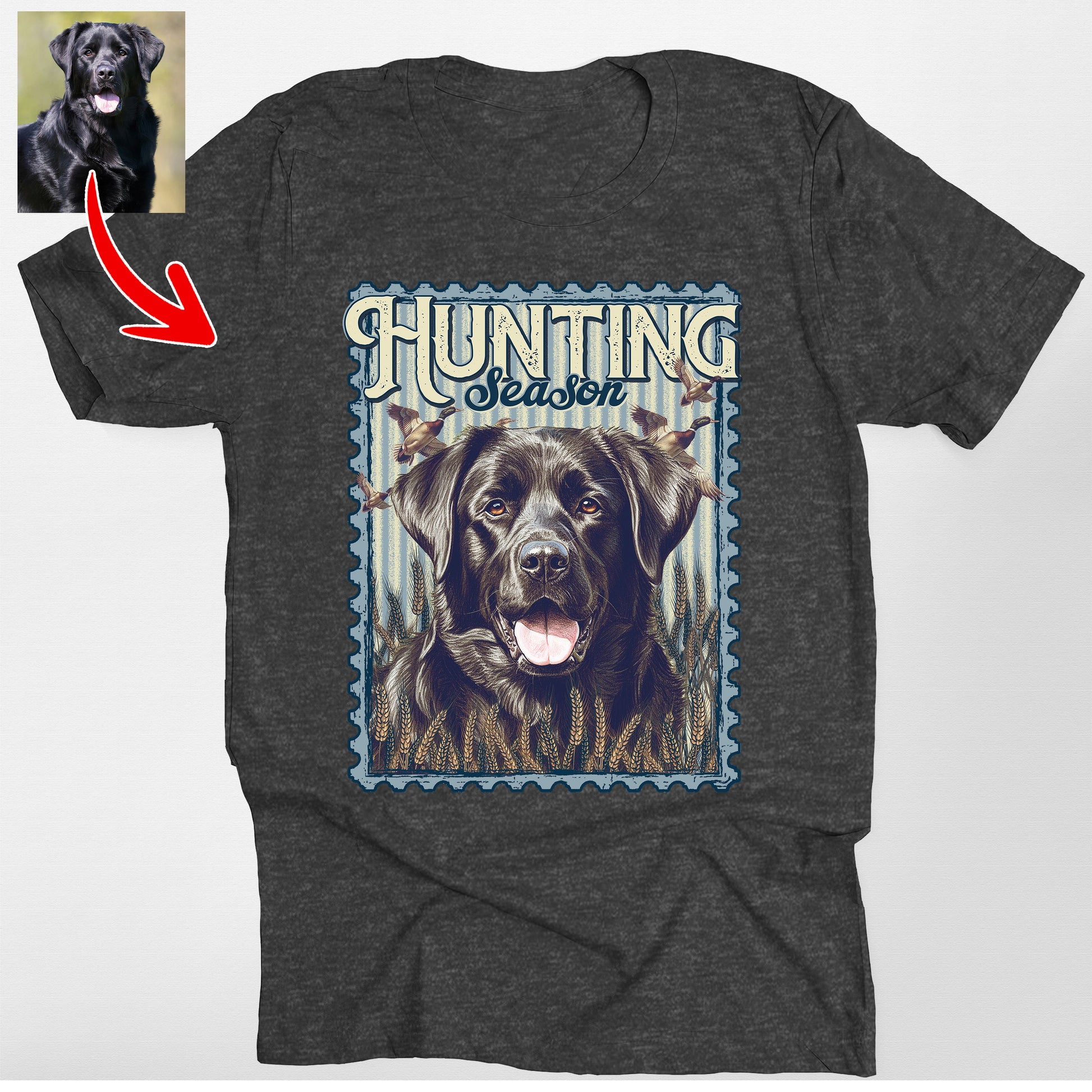 Custom Hunting Season Bella Canvas T-Shirt Dog, custom pet portrait gift for pet lovers (view 3)