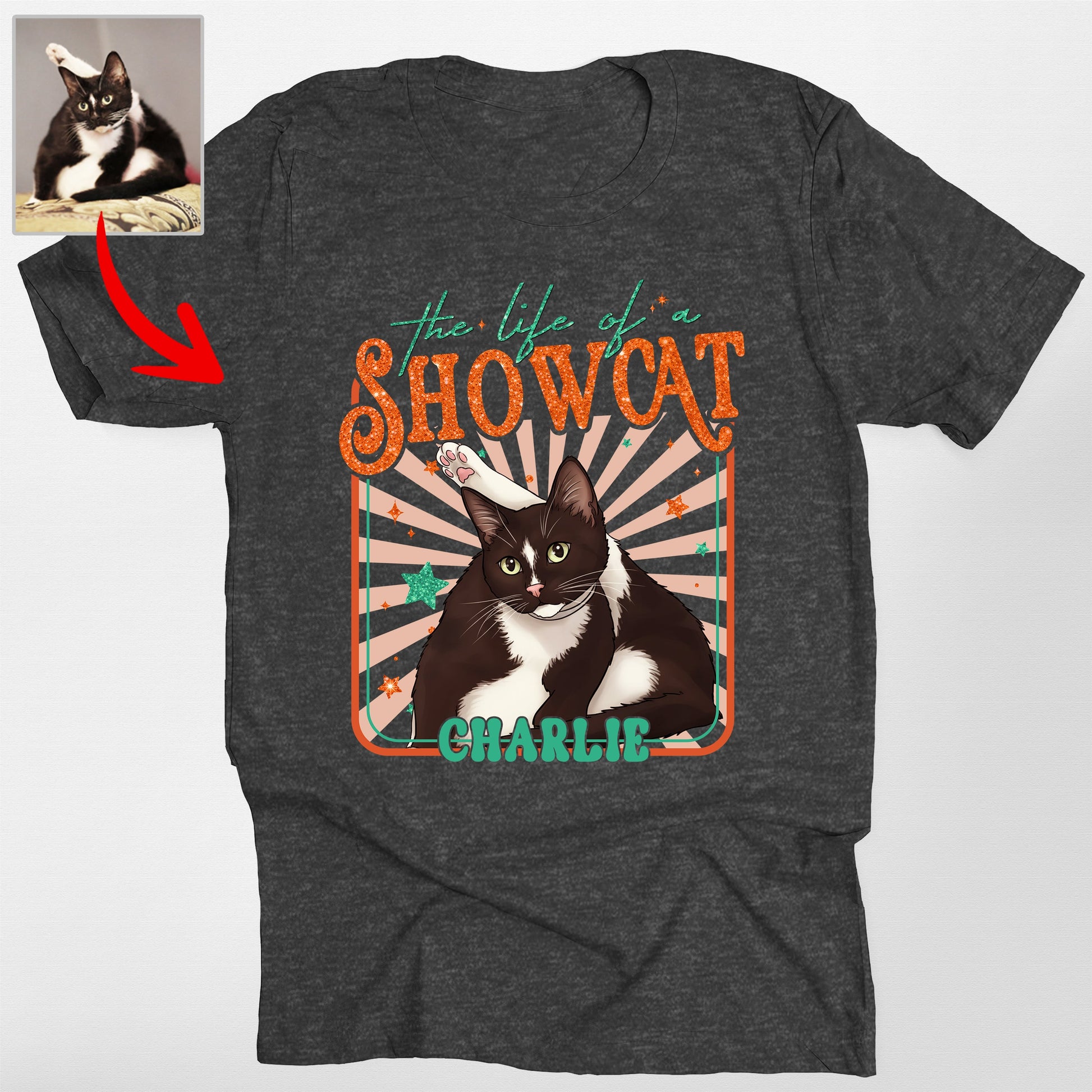 Custom Life of a Showdog Bella Canvas T-Shirt, custom pet portrait gift for pet lovers