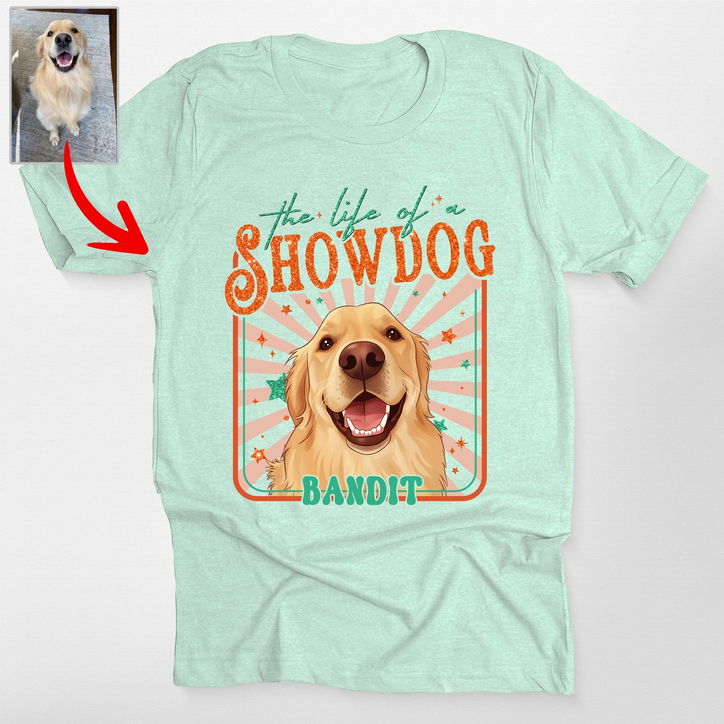 Custom Life of a Showdog Bella Canvas T-Shirt, custom pet portrait gift for pet lovers (view 4)