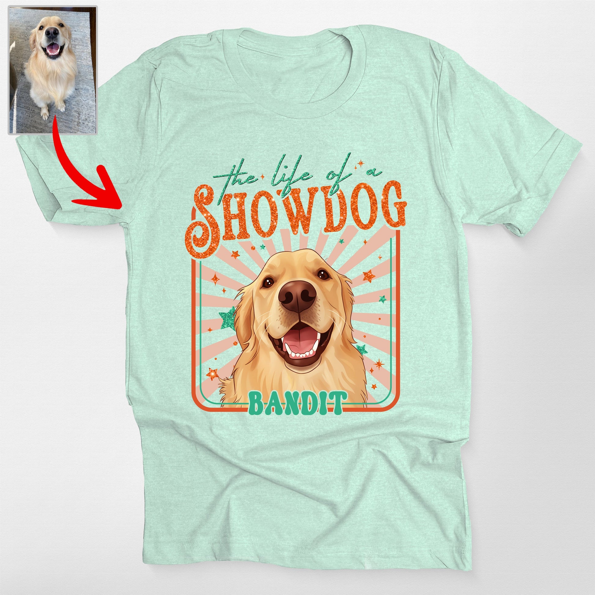 Custom Life of a Showdog Bella Canvas T-Shirt, custom pet portrait gift for pet lovers (view 4)
