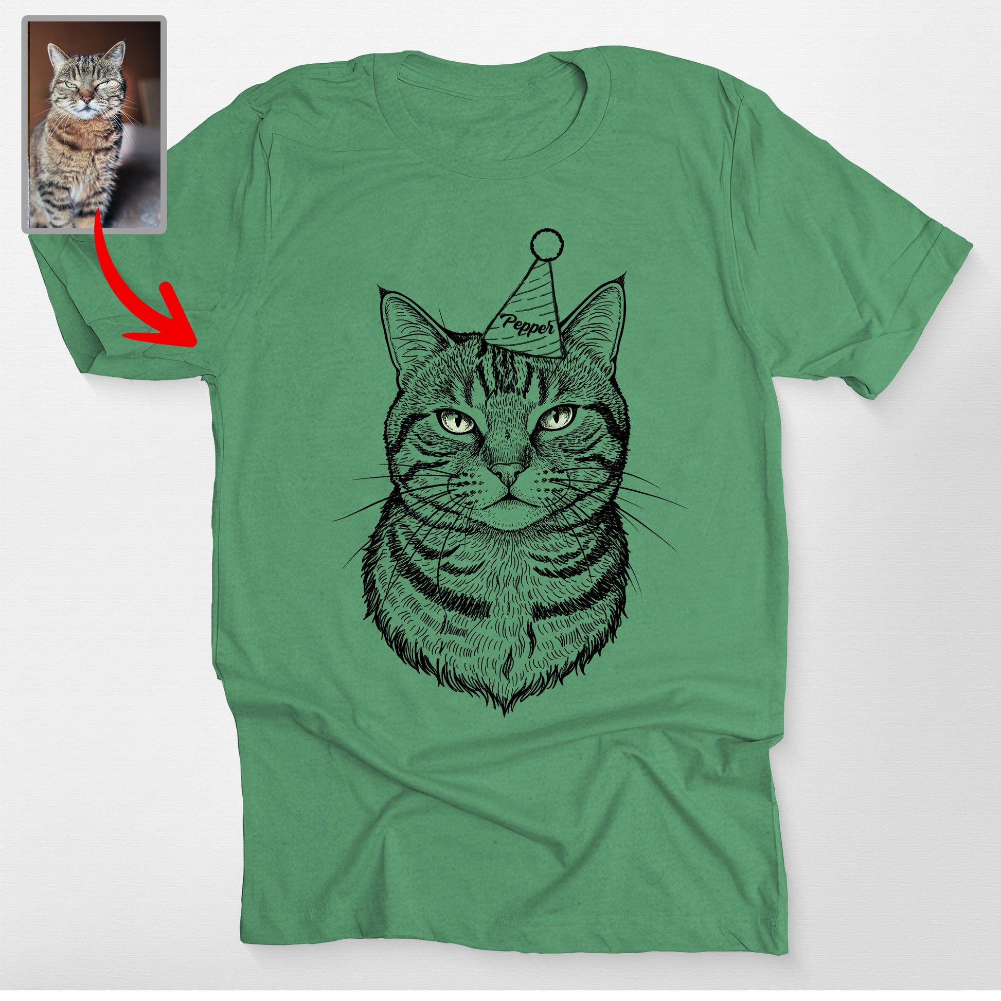 Custom Pet Birthday Bella Canvas T-Shirt Gift, custom pet portrait gift for pet lovers (view 3)