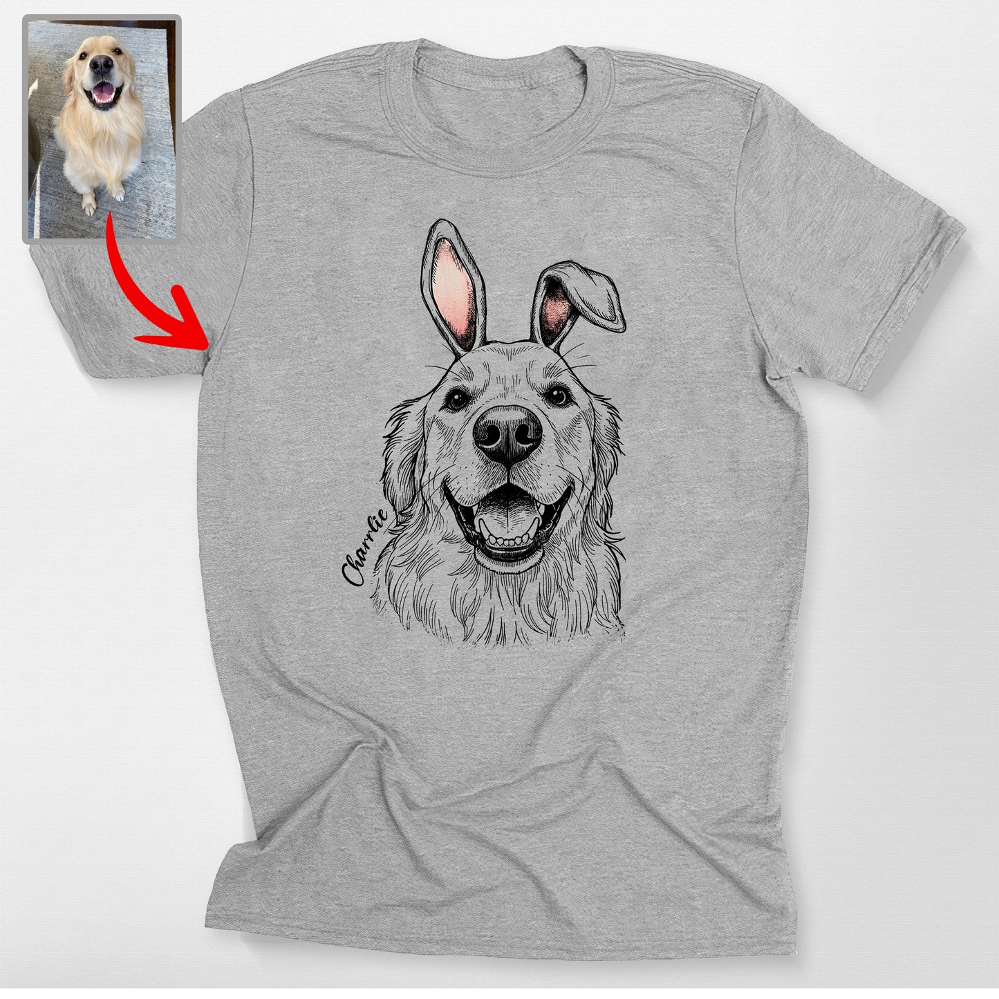 Custom Pet Easter Bella Canvas T-Shirt Gift, custom pet portrait gift for pet lovers