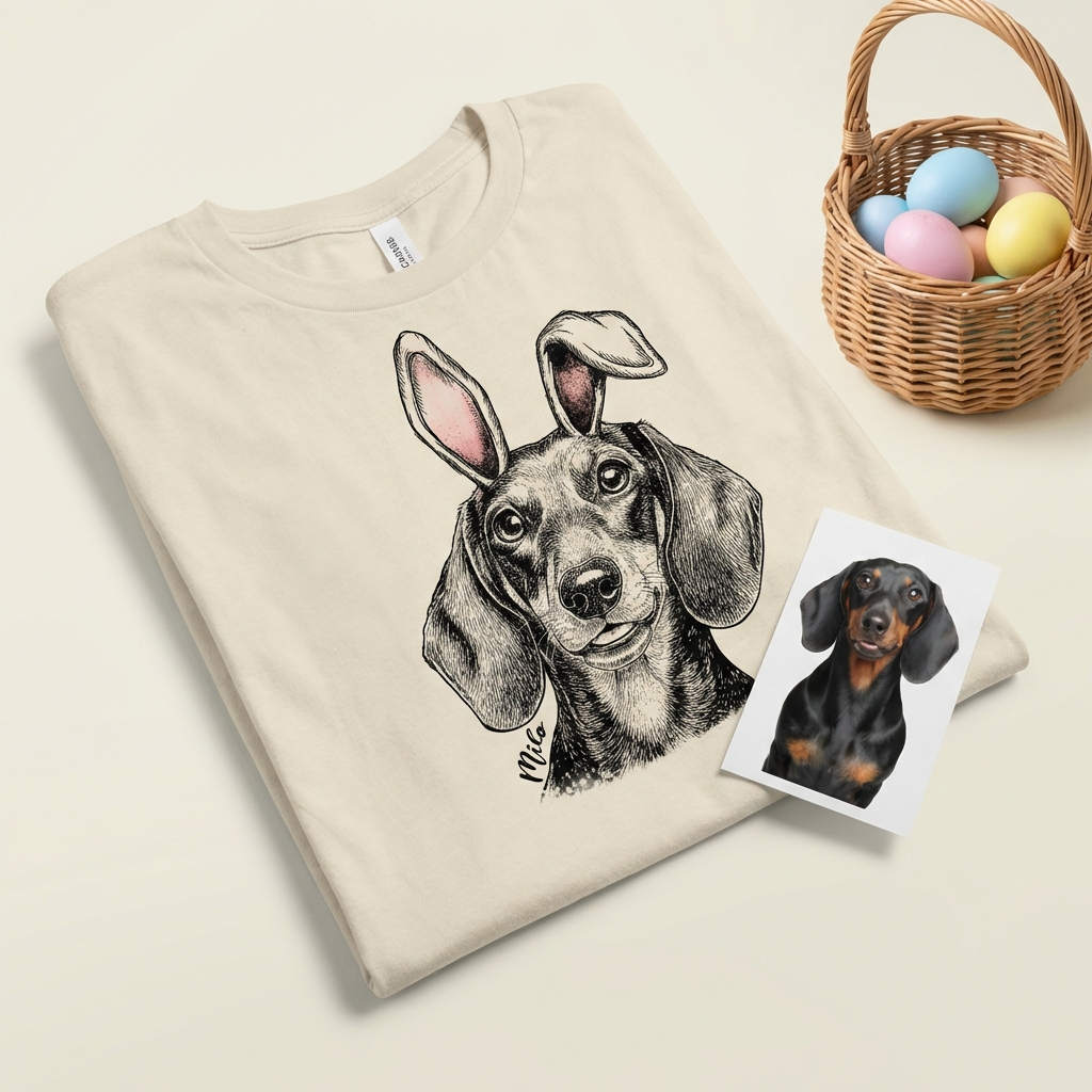Custom Pet Easter Bella Canvas T-Shirt Gift, custom pet portrait gift for pet lovers (view 5)