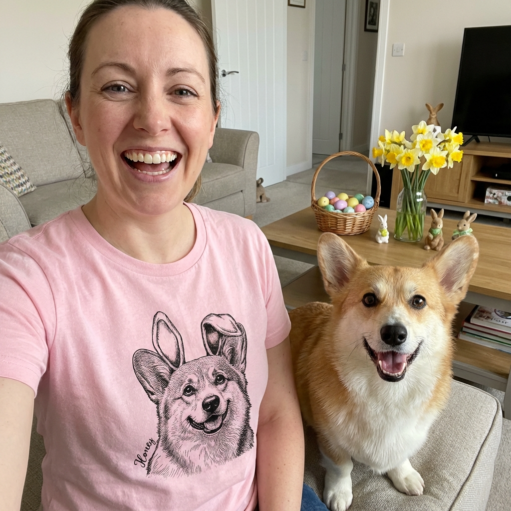 Custom Pet Easter Bella Canvas T-Shirt Gift, custom pet portrait gift for pet lovers (view 8)