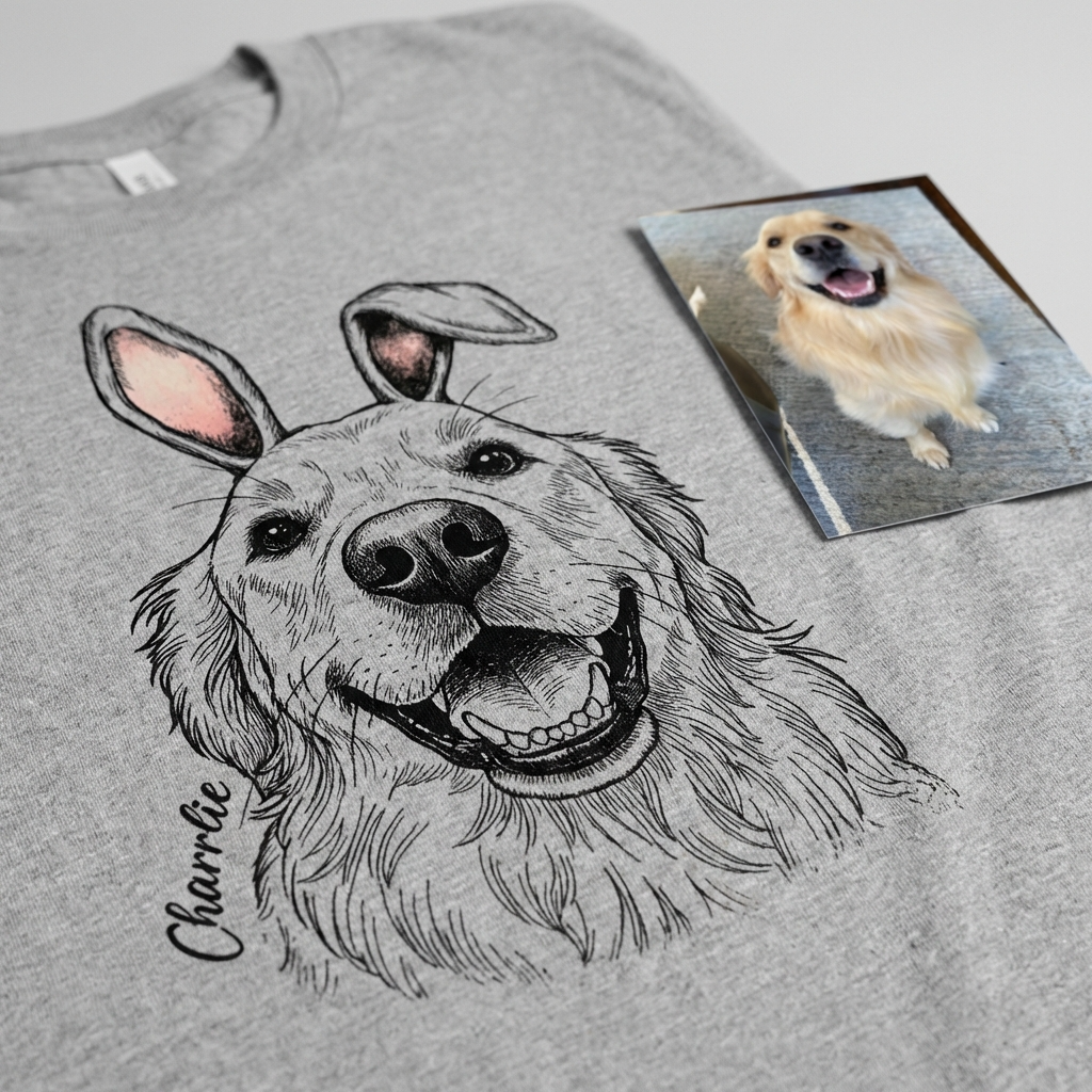 Custom Pet Easter Bella Canvas T-Shirt Gift, custom pet portrait gift for pet lovers (view 18)