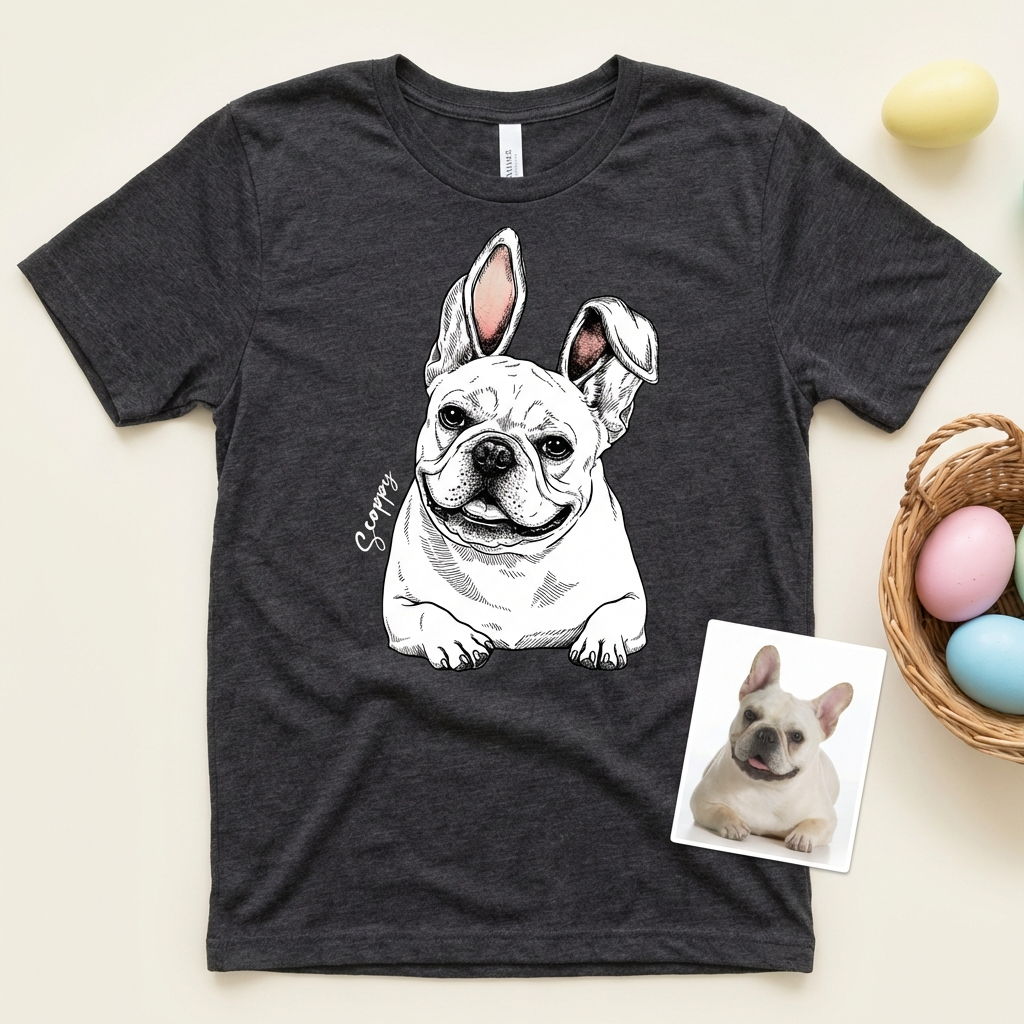 Custom Pet Easter Bella Canvas T-Shirt Gift, custom pet portrait gift for pet lovers (view 14)