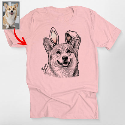 Custom Pet Easter Bella Canvas T-Shirt Gift, custom pet portrait gift for pet lovers (view 22)