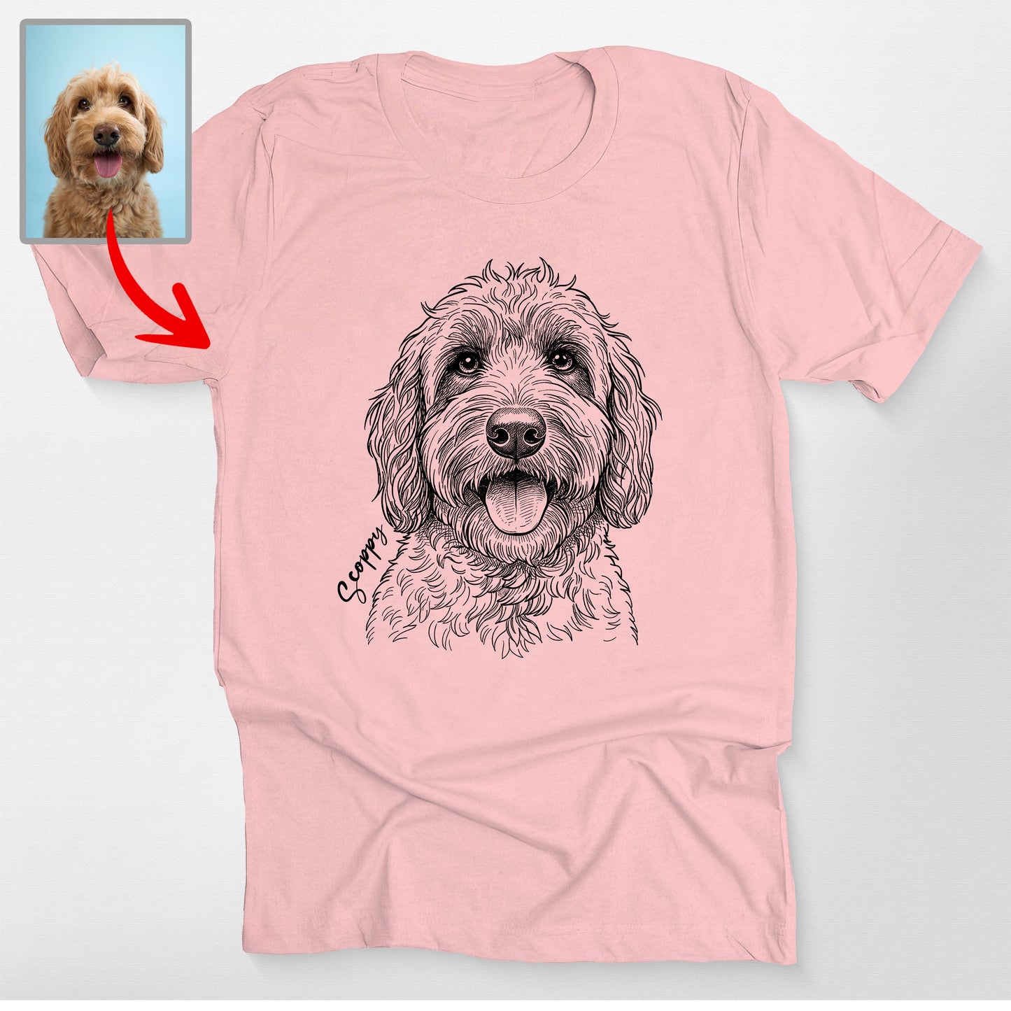 Custom Pet Valentine Sunglasses Bella Canvas T-Shirt, custom pet portrait gift for pet lovers (view 4)