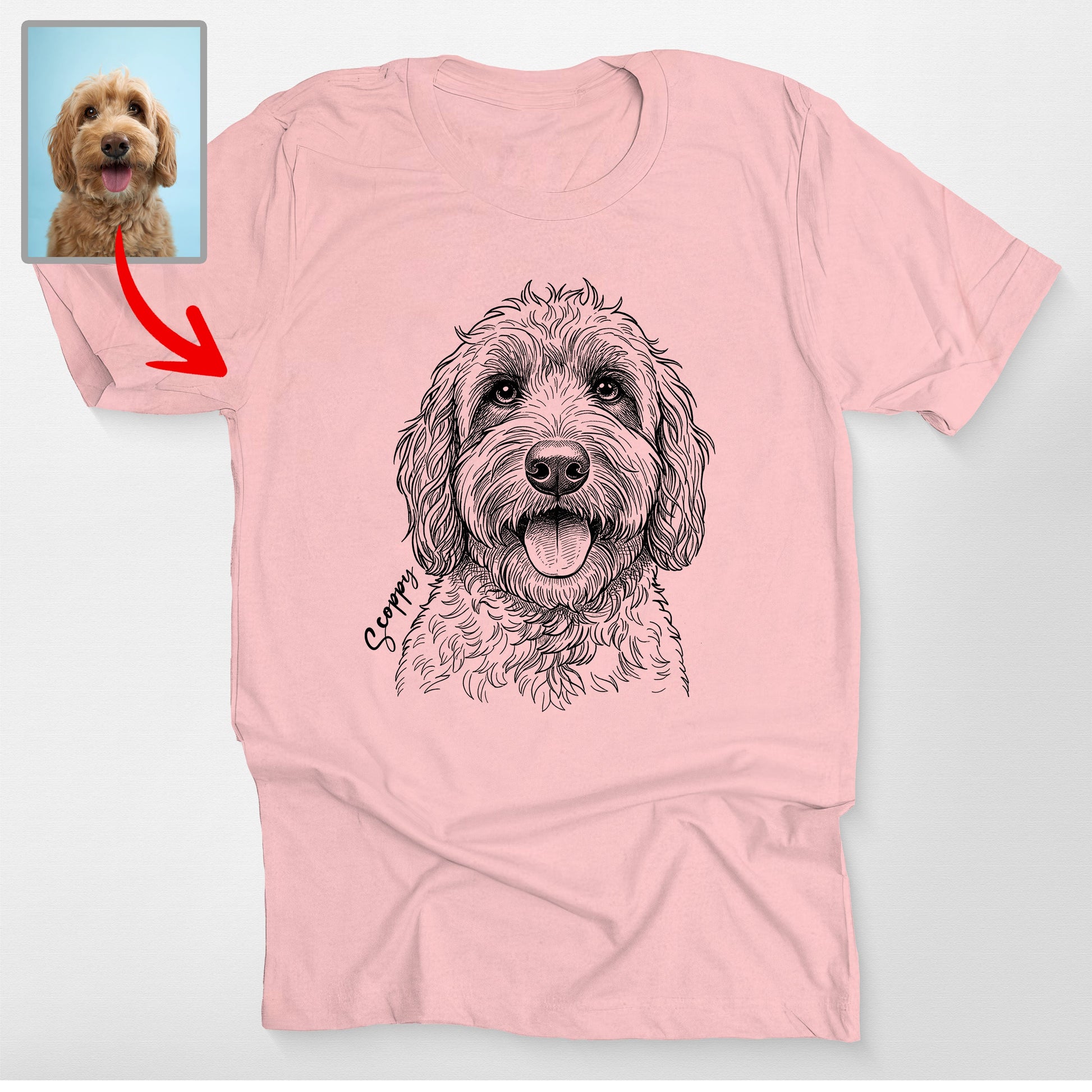 Custom Pet Valentine Sunglasses Bella Canvas T-Shirt, custom pet portrait gift for pet lovers (view 4)