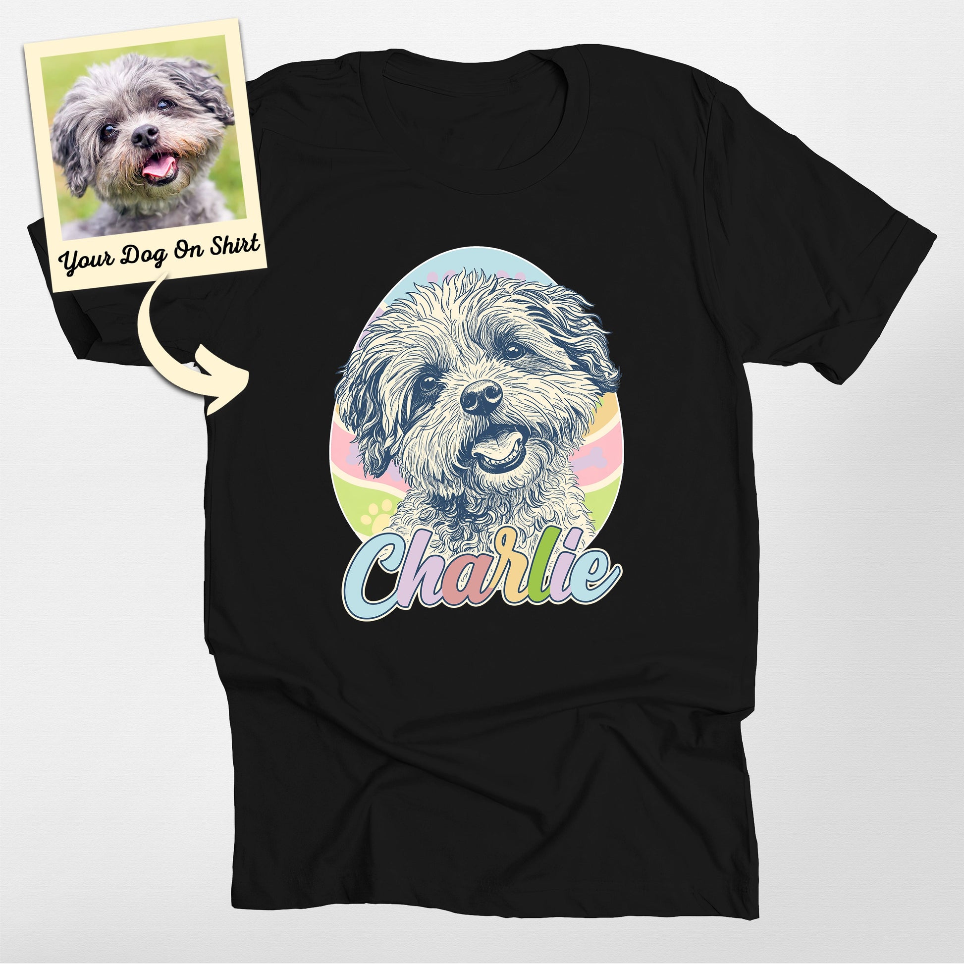 Custom Poodle Shirt Easter Eggs Bella Canvas T-Shirt (view 2)