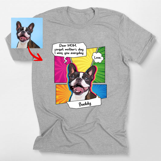 Custom Pop Art Dog T-Shirt Bella Canvas Tee, custom pet portrait gift for pet lovers