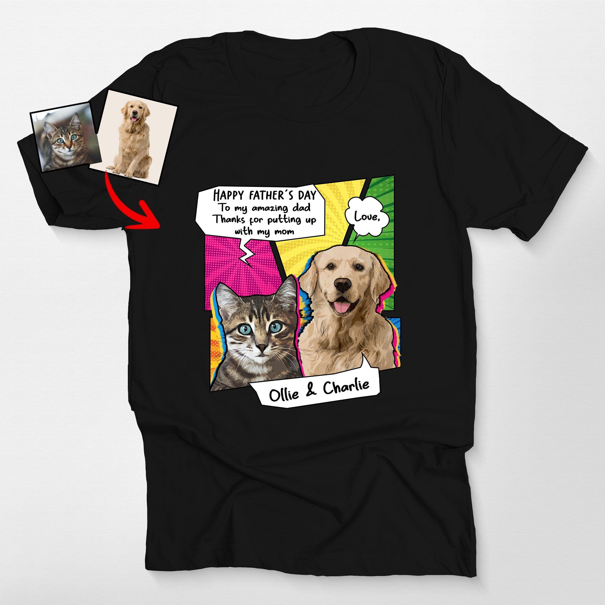 Custom Pop Art Dog T-Shirt Bella Canvas Tee, custom pet portrait gift for pet lovers (view 2)