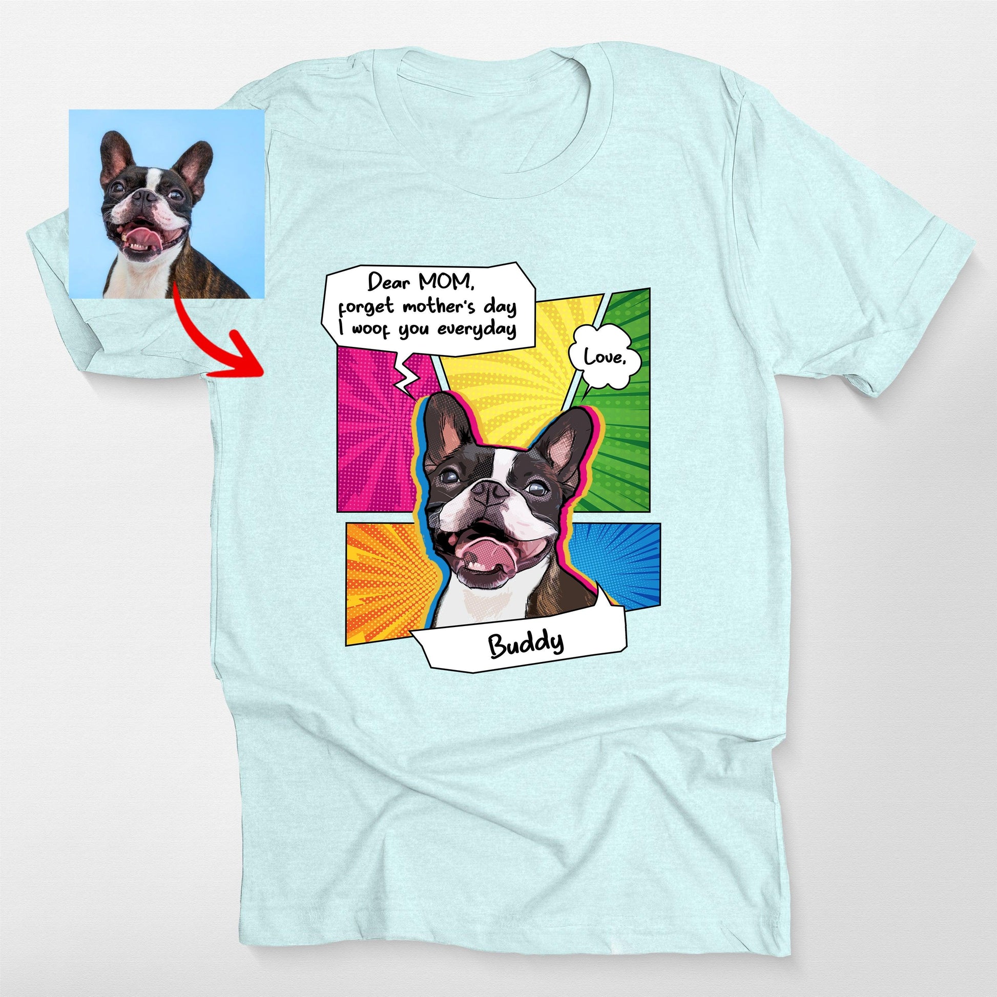 Custom Pop Art Dog T-Shirt Bella Canvas Tee, custom pet portrait gift for pet lovers (view 3)