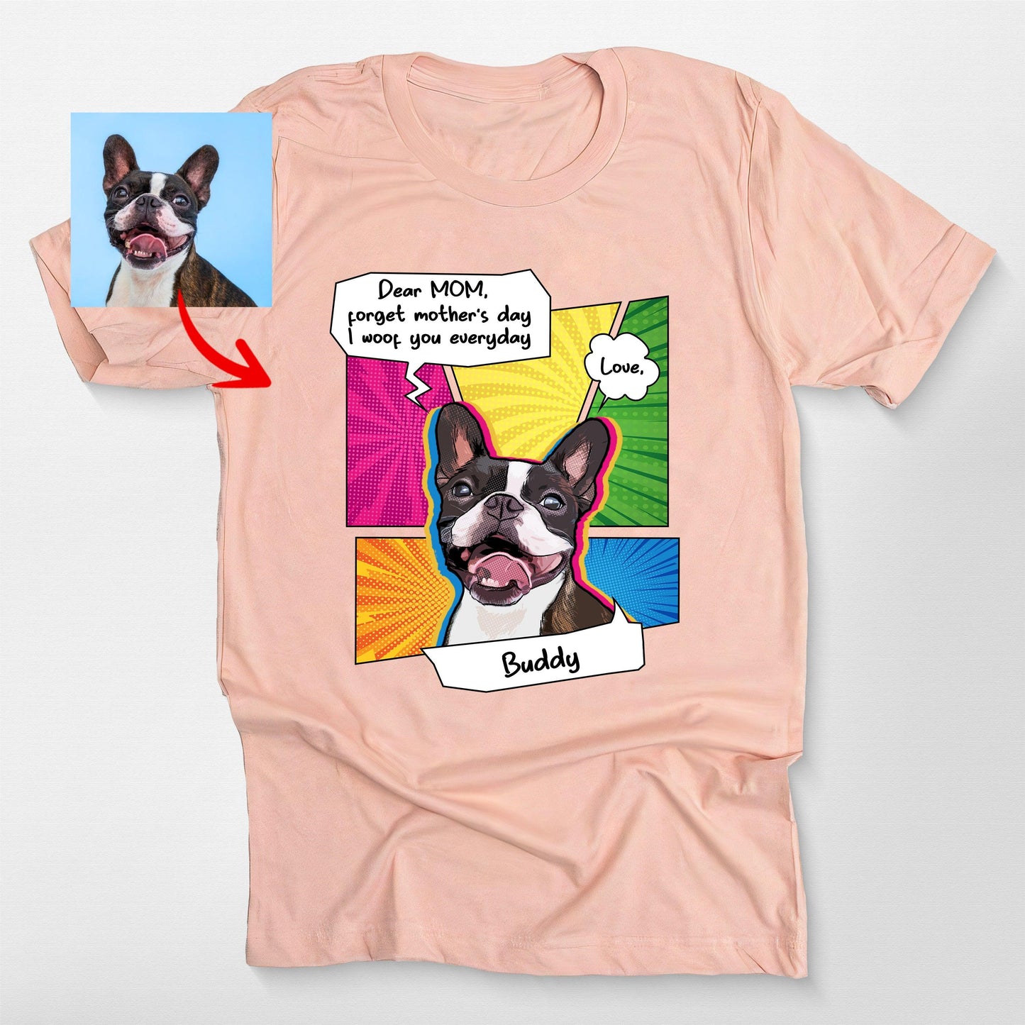 Custom Pop Art Dog T-Shirt Bella Canvas Tee, custom pet portrait gift for pet lovers (view 4)