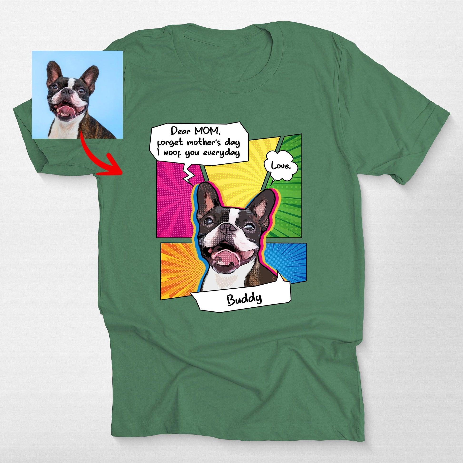 Custom Pop Art Dog T-Shirt Bella Canvas Tee, custom pet portrait gift for pet lovers (view 5)
