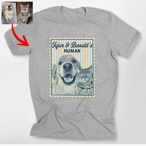 Custom Sketch Dog Portrait in Stamp Design Bel, custom pet portrait gift for pet lovers