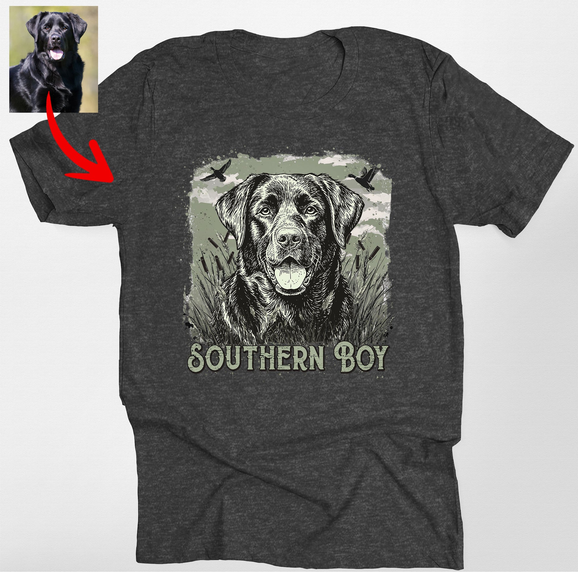 Custom Southern Boy Dog Bella Canvas T-Shirt D, custom pet portrait gift for pet lovers (view 2)