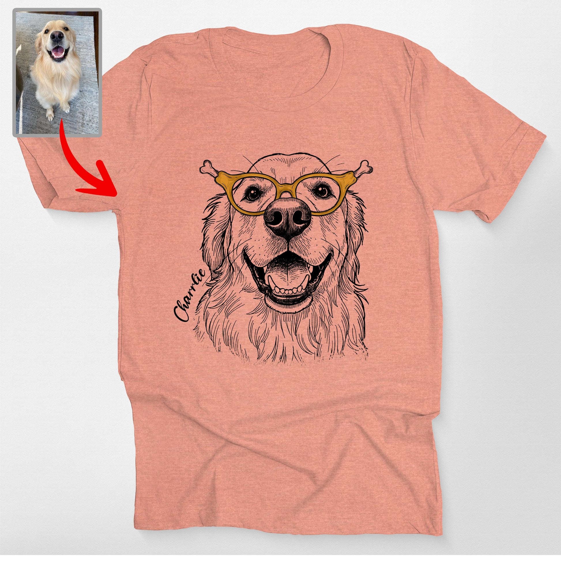 Custom Thanksgiving Pet Bella Canvas T-Shirt, custom pet portrait gift for pet lovers (view 4)