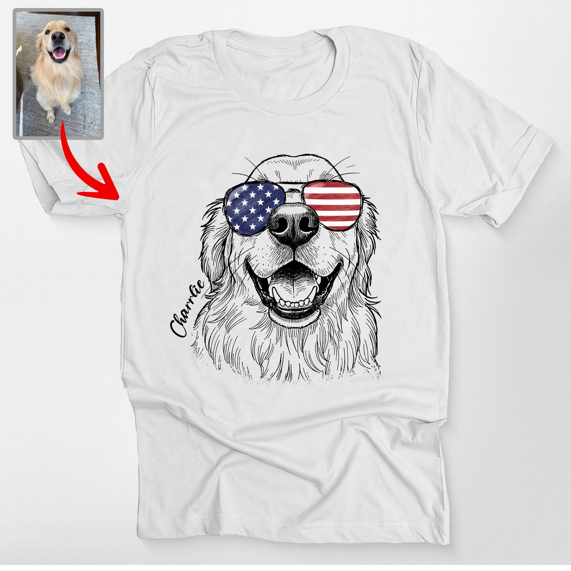 Custom USA Pet Bella Canvas T-Shirt Patriotic, custom pet portrait gift for pet lovers (view 7)
