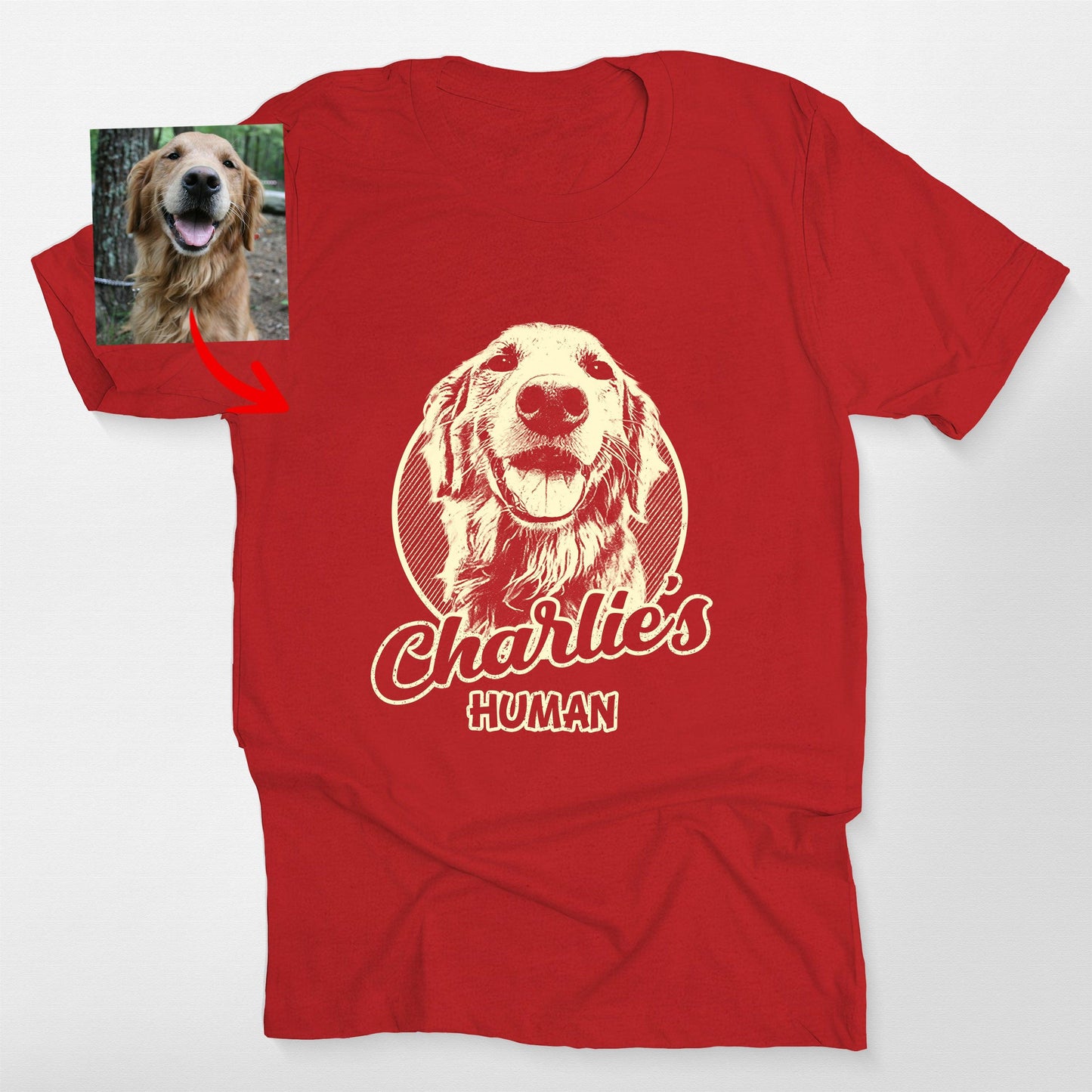 Customized Dogface on Bella Canvas T-Shirt, custom pet portrait gift for pet lovers (view 7)