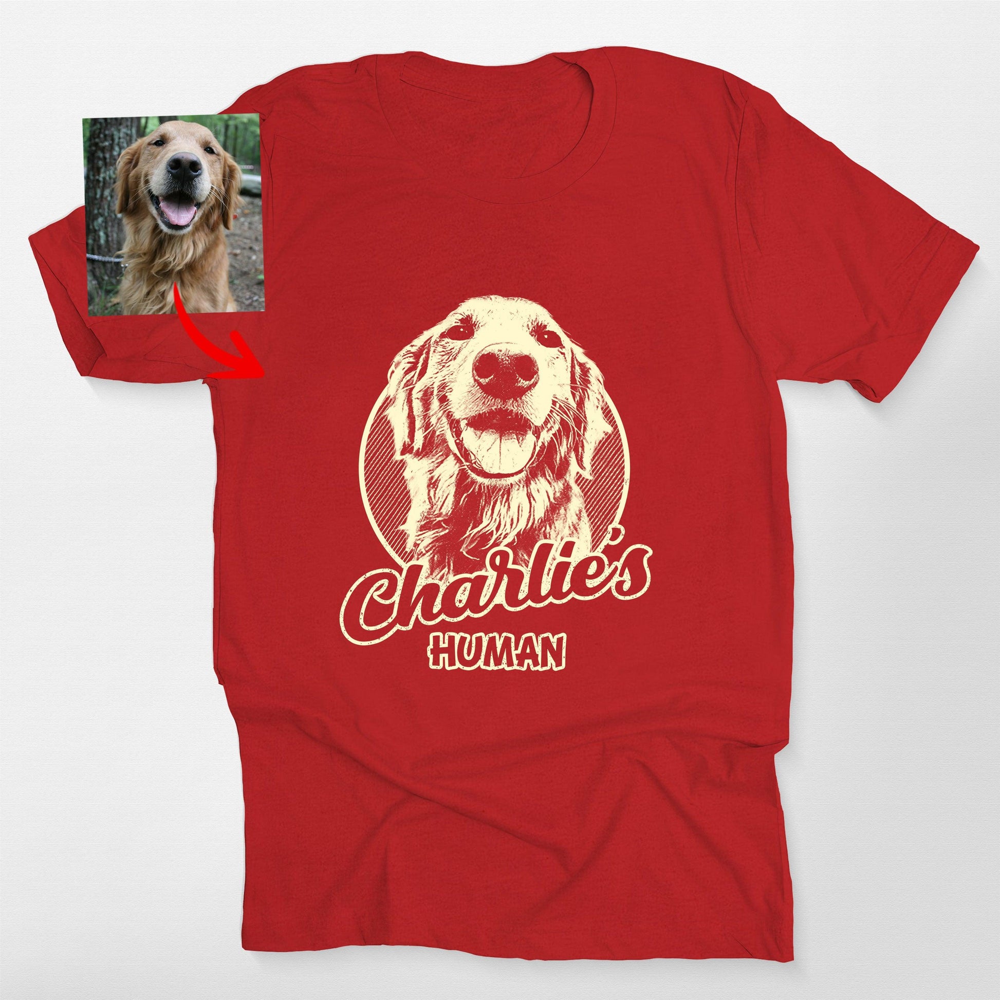 Customized Dogface on Bella Canvas T-Shirt, custom pet portrait gift for pet lovers (view 7)