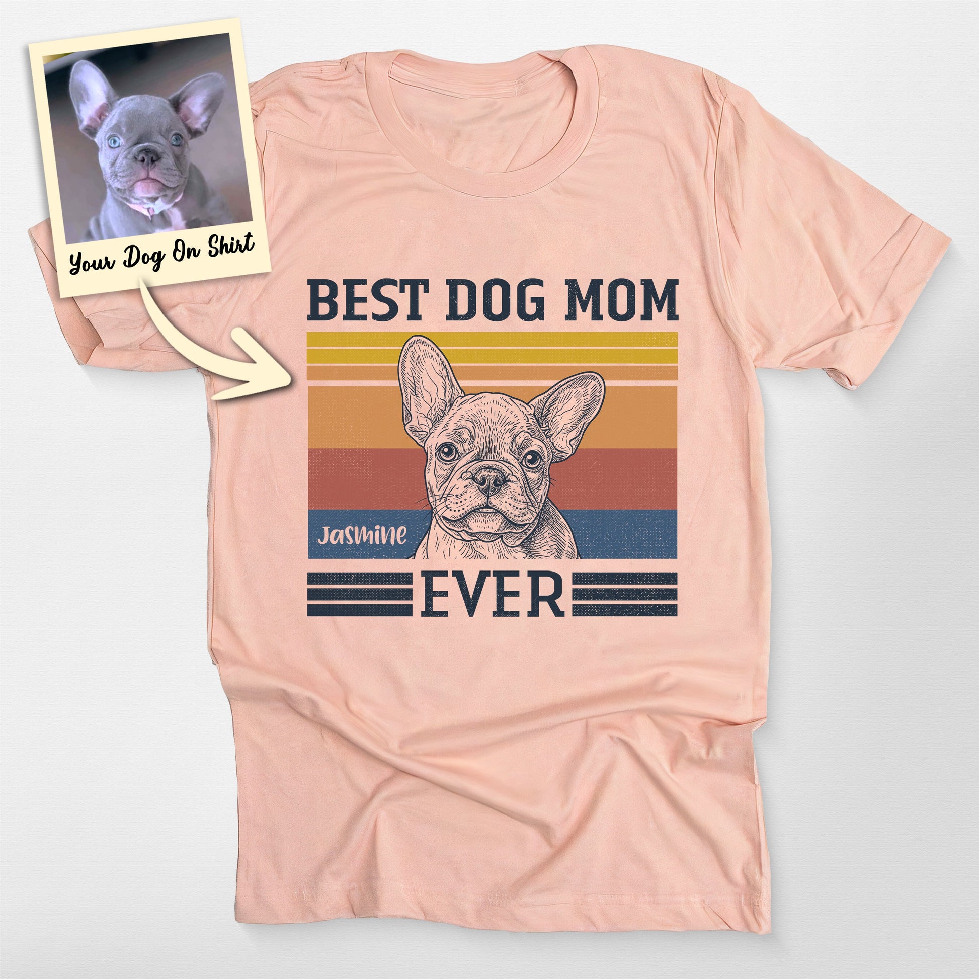 Customized French Bulldog Shirt Best Dog Mom E, custom pet portrait gift for pet lovers (view 2)