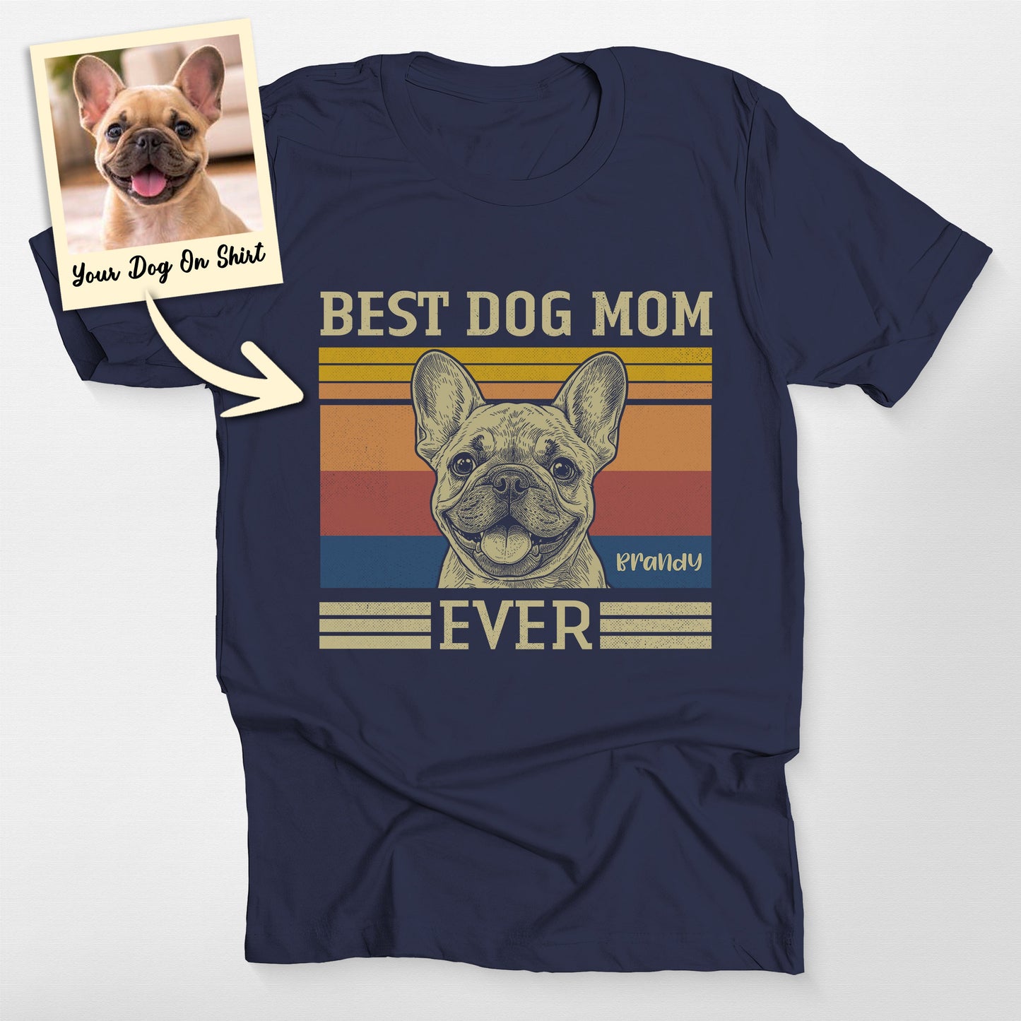Customized French Bulldog Shirt Best Dog Mom E, custom pet portrait gift for pet lovers (view 3)