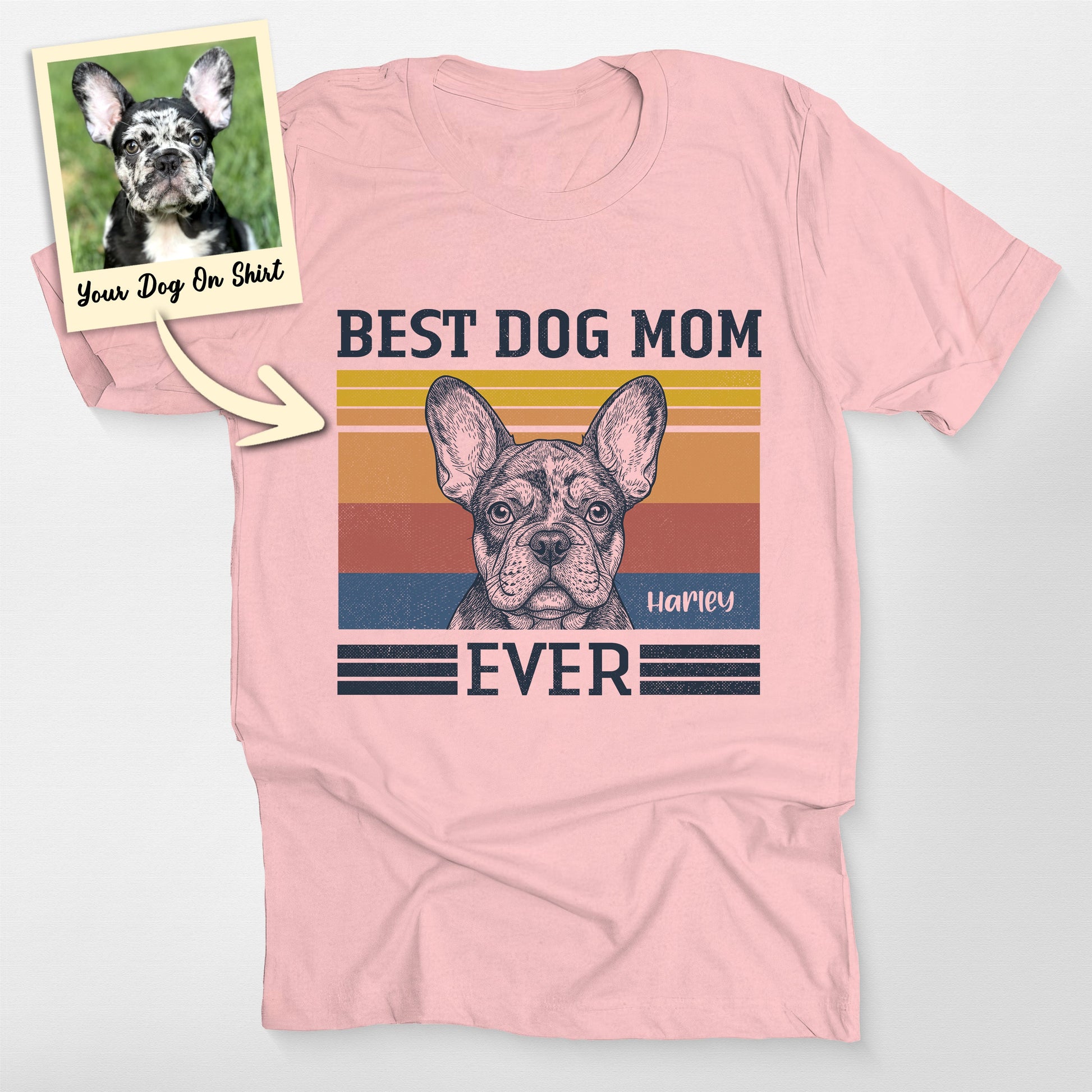 Customized French Bulldog Shirt Best Dog Mom E, custom pet portrait gift for pet lovers (view 4)