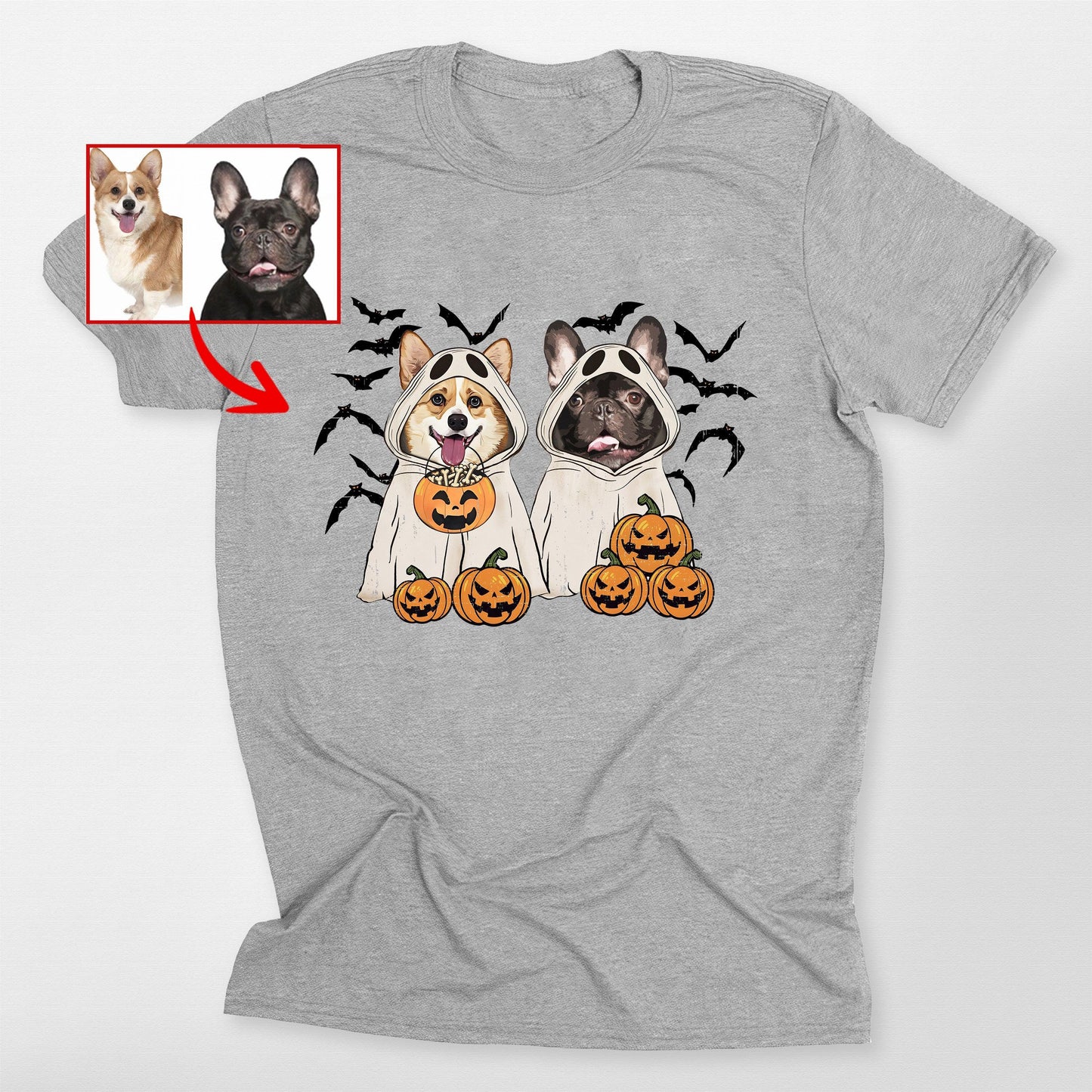 Customized Ghost Shirt for Dog Lovers Hallowee, custom pet portrait gift for pet lovers
