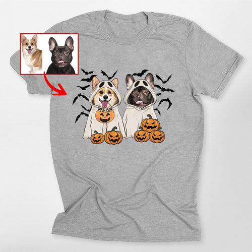 Customized Ghost Shirt for Dog Lovers Hallowee, custom pet portrait gift for pet lovers