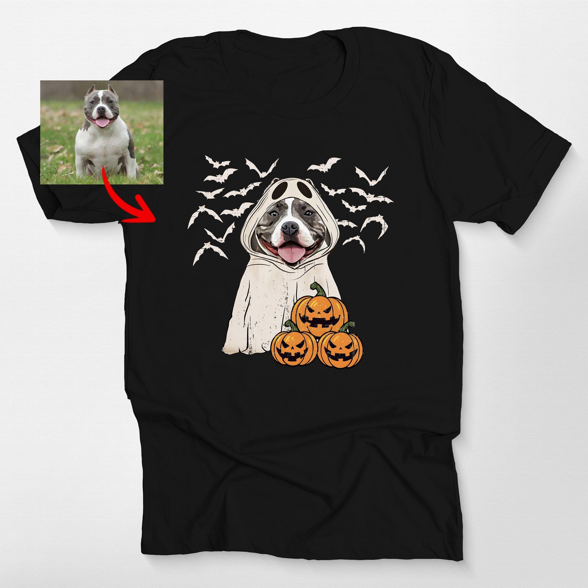 Customized Ghost Shirt for Dog Lovers Hallowee, custom pet portrait gift for pet lovers (view 2)