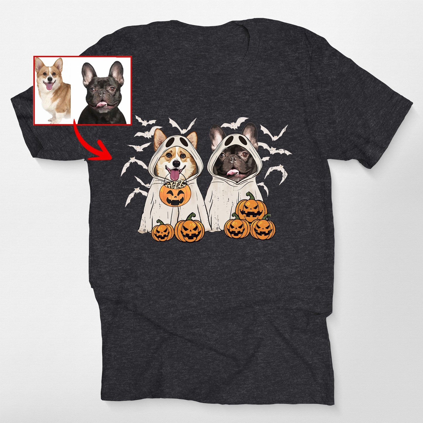 Customized Ghost Shirt for Dog Lovers Hallowee, custom pet portrait gift for pet lovers (view 3)