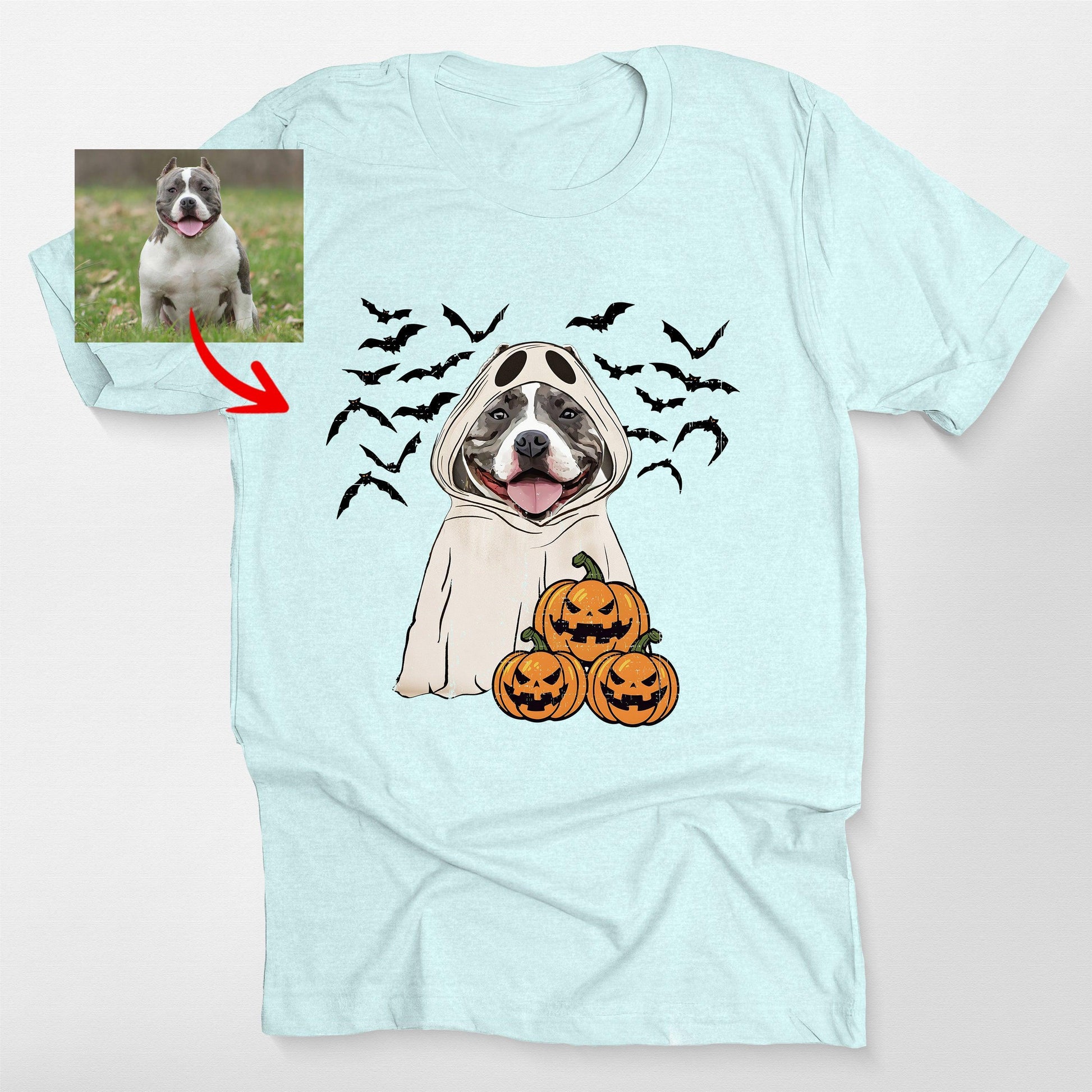 Customized Ghost Shirt for Dog Lovers Hallowee, custom pet portrait gift for pet lovers (view 5)