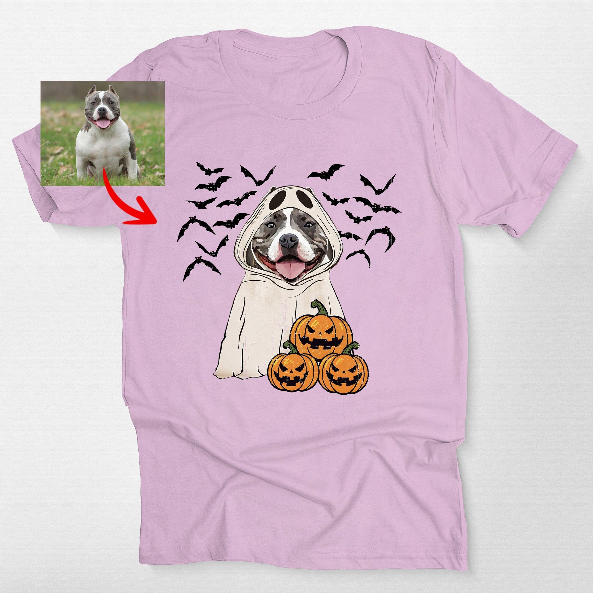 Customized Ghost Shirt for Dog Lovers Hallowee, custom pet portrait gift for pet lovers (view 8)