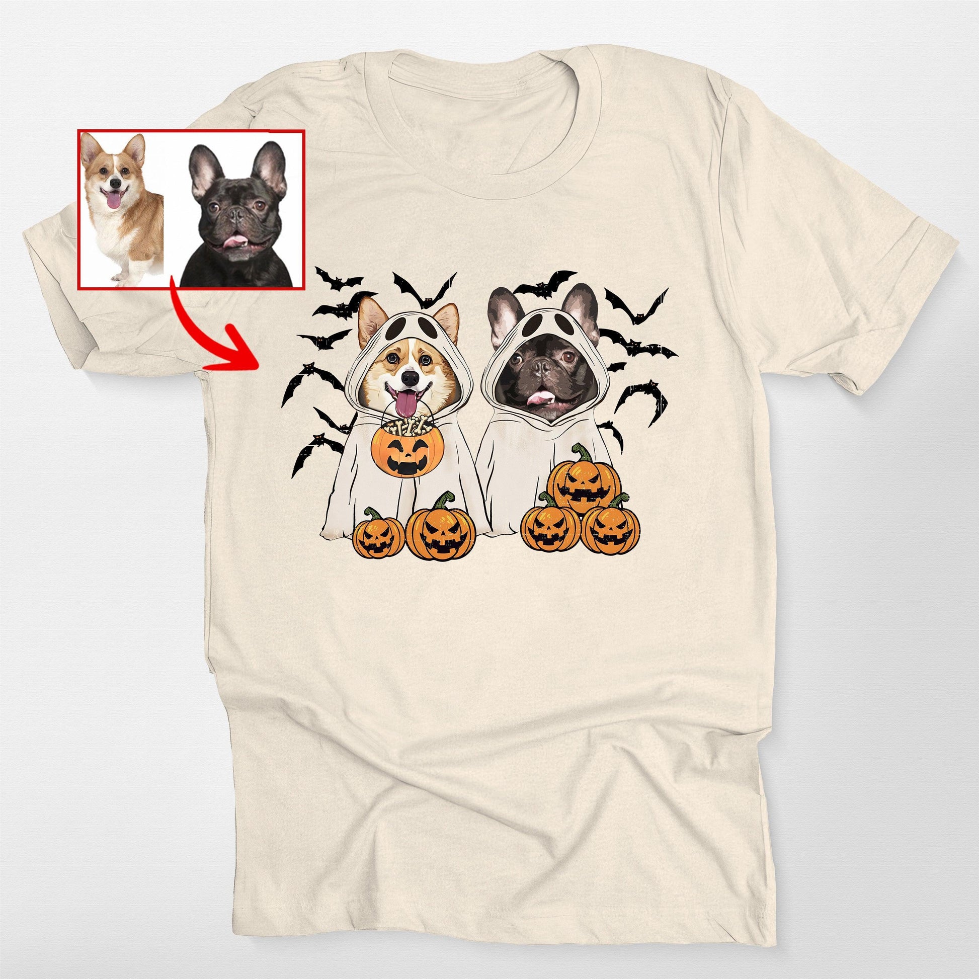 Customized Ghost Shirt for Dog Lovers Hallowee, custom pet portrait gift for pet lovers (view 9)