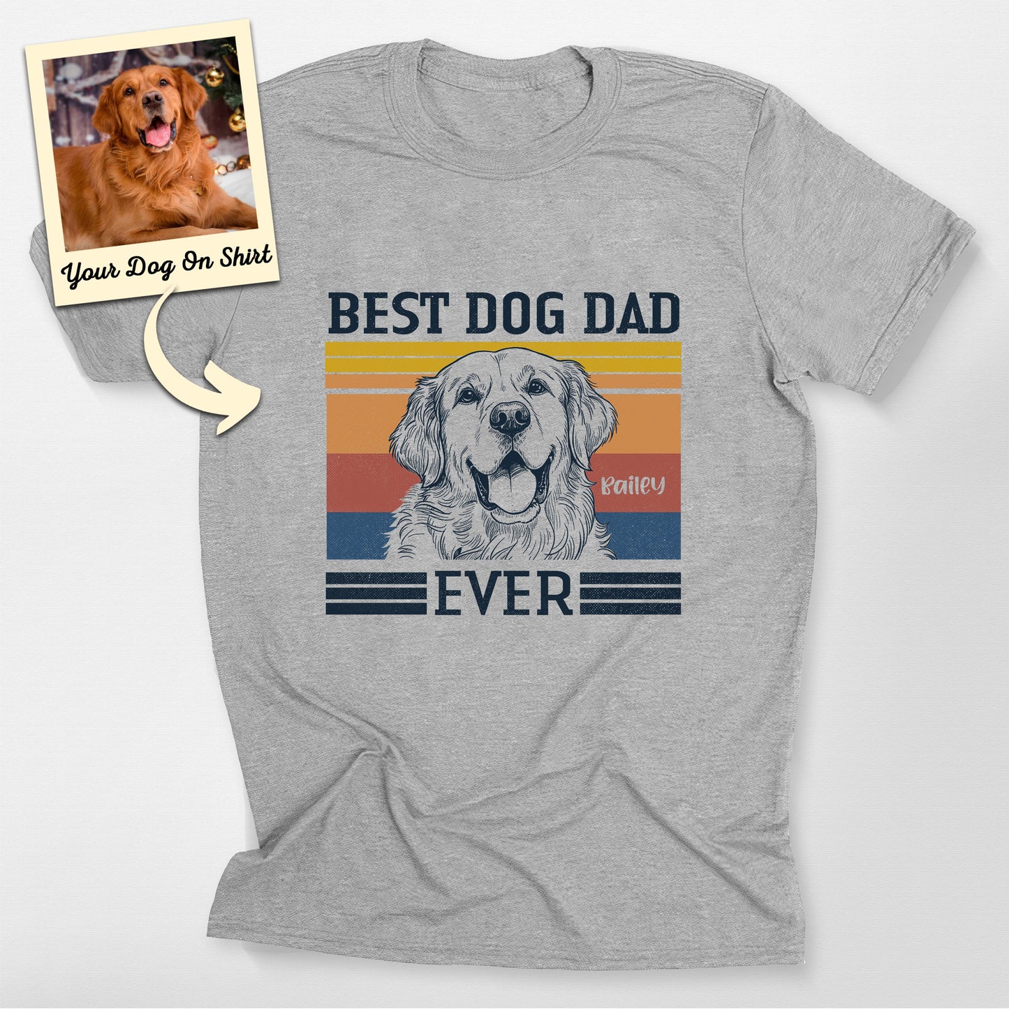 Customized Golden Retriever Shirt Best Dog Dad, custom pet portrait gift for pet lovers