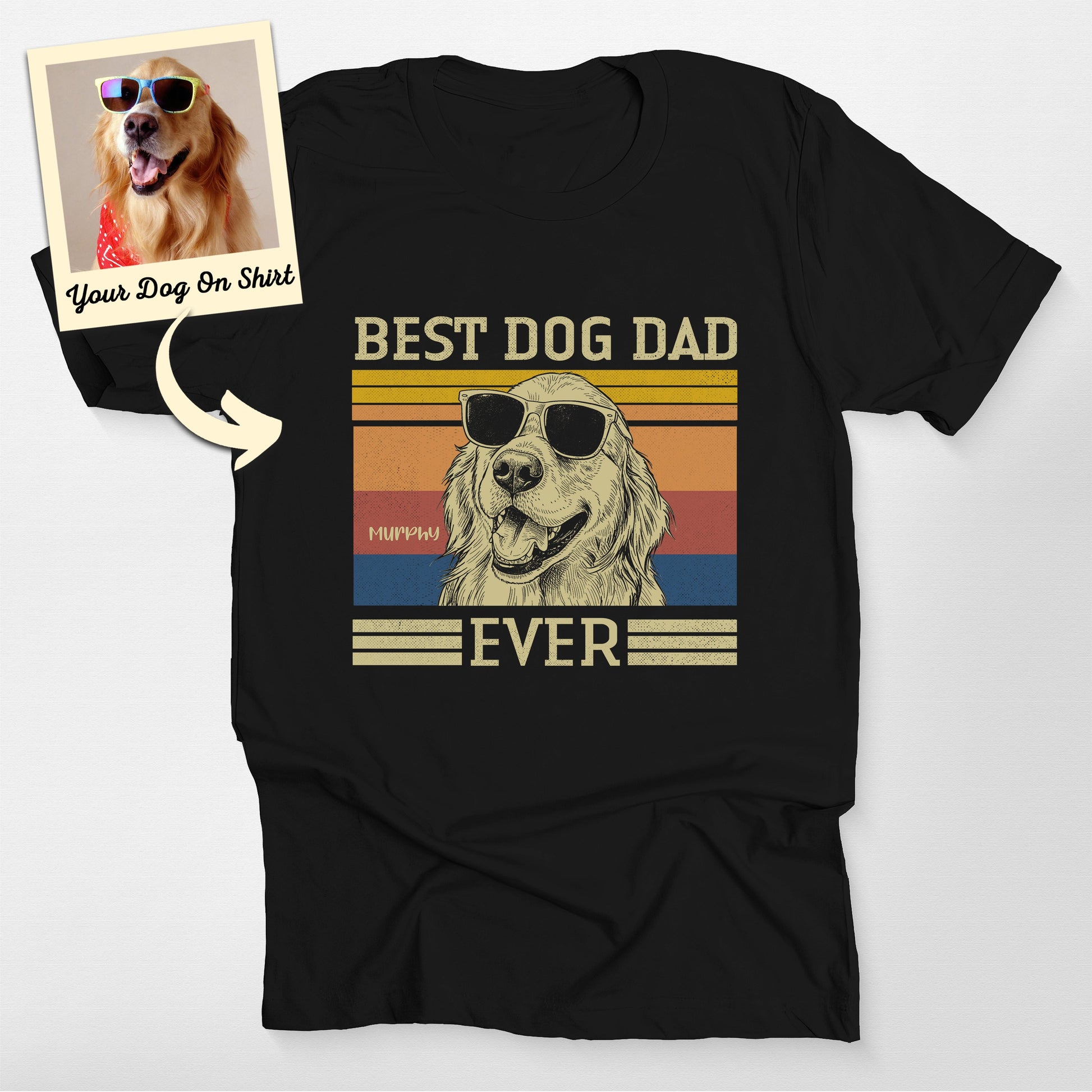 Customized Golden Retriever Shirt Best Dog Dad, custom pet portrait gift for pet lovers (view 2)