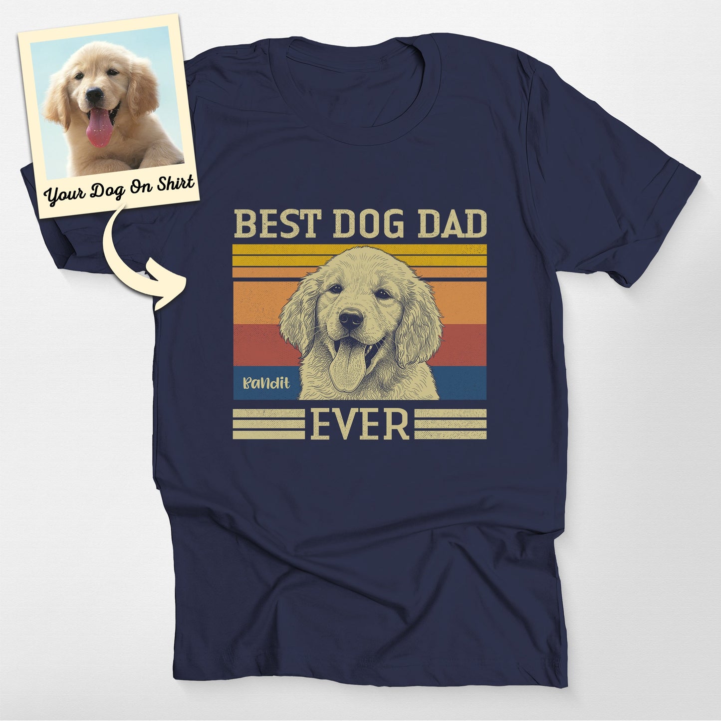 Customized Golden Retriever Shirt Best Dog Dad, custom pet portrait gift for pet lovers (view 4)