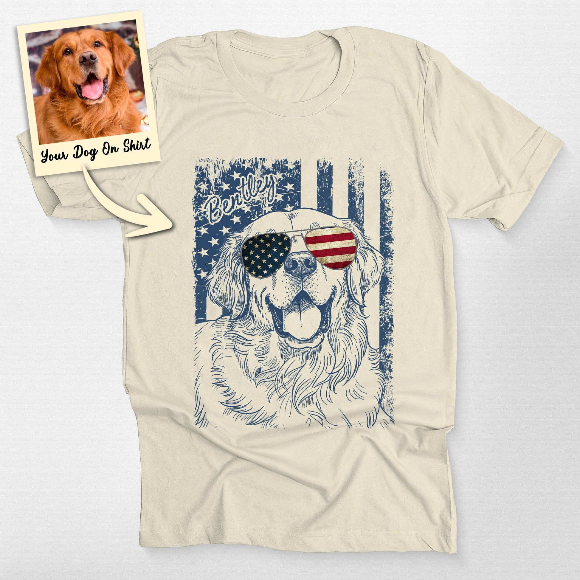 Customized Golden Retriever Shirt Patriotic Be (view 3)