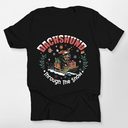 Dachshund Through the Snow T-Shirt Funny Bella