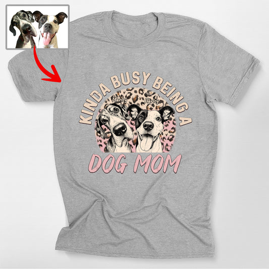 Dog Mom Custom Pet Bella Canvas T-Shirt, custom pet portrait gift for pet lovers