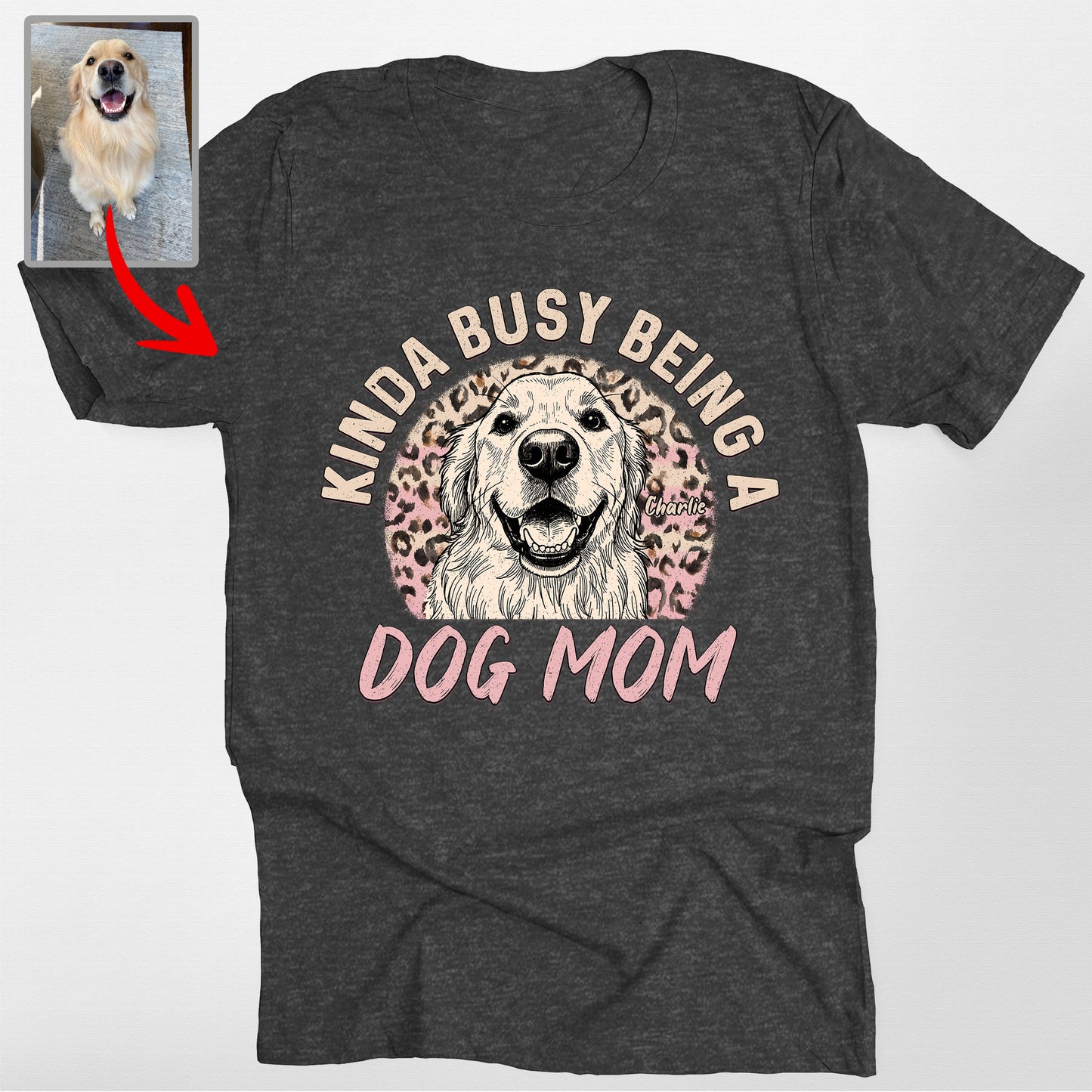 Dog Mom Custom Pet Bella Canvas T-Shirt, custom pet portrait gift for pet lovers (view 2)