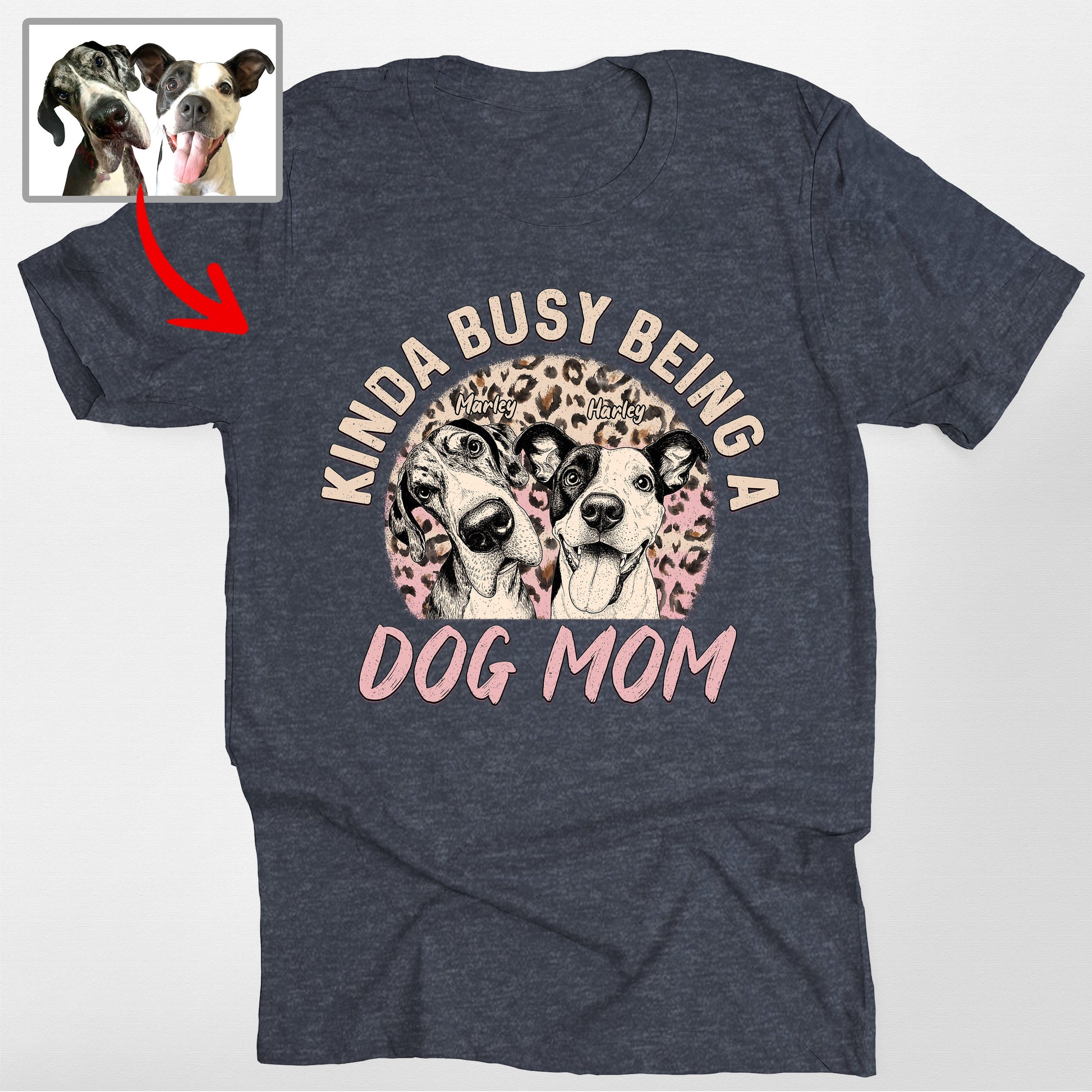 Dog Mom Custom Pet Bella Canvas T-Shirt, custom pet portrait gift for pet lovers (view 3)