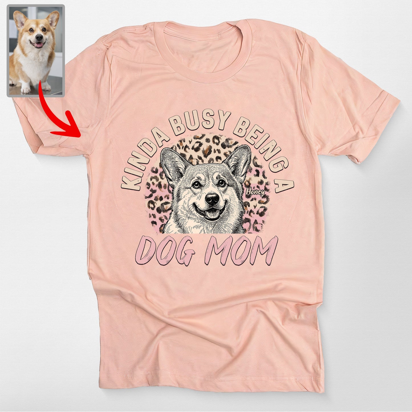Dog Mom Custom Pet Bella Canvas T-Shirt, custom pet portrait gift for pet lovers (view 4)