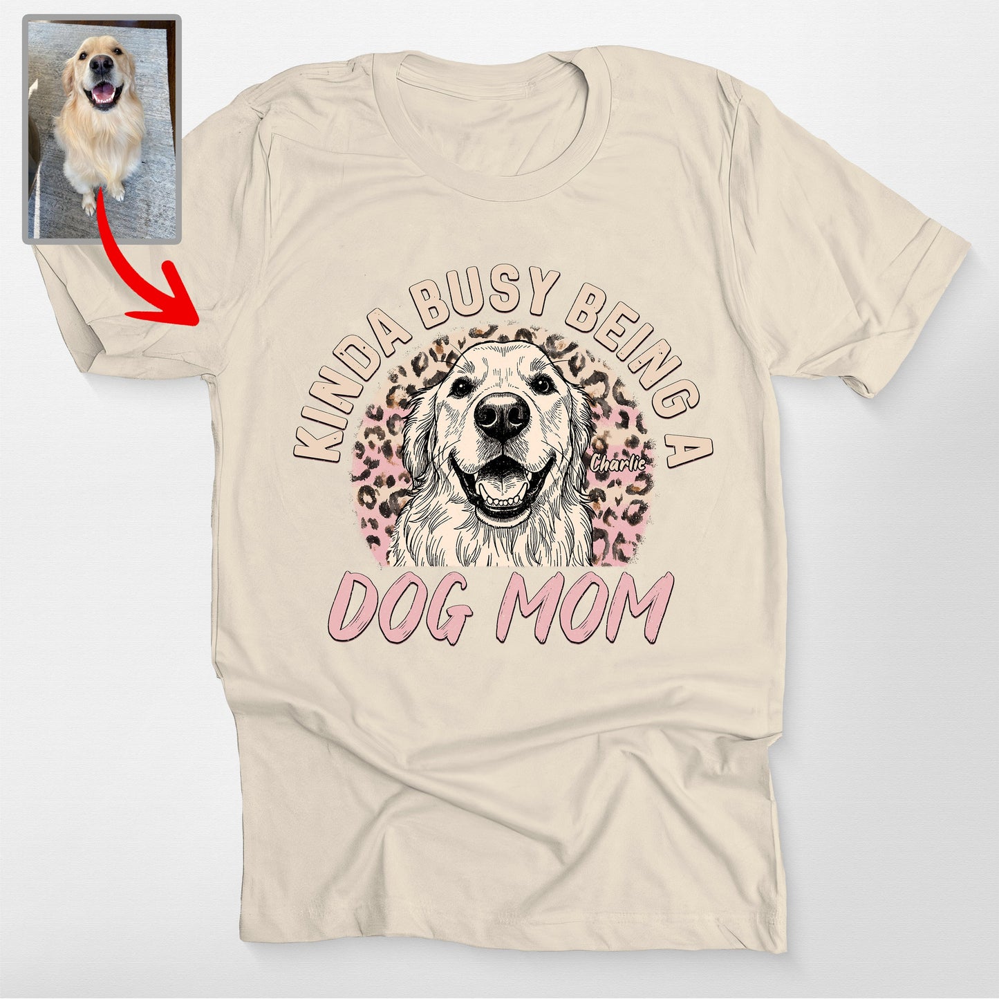 Dog Mom Custom Pet Bella Canvas T-Shirt, custom pet portrait gift for pet lovers (view 5)