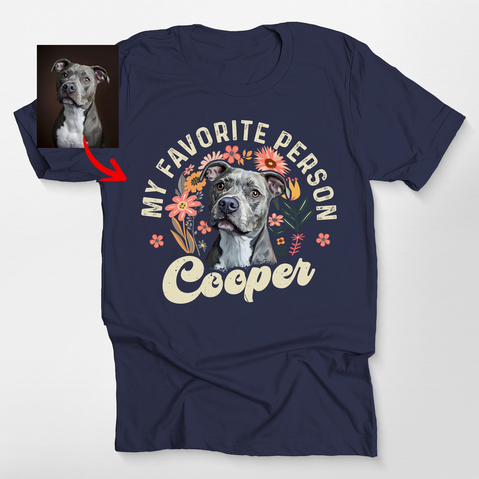 Favorite Person Boho Flowers Custom Dog Bella, custom pet portrait gift for pet lovers (view 7)