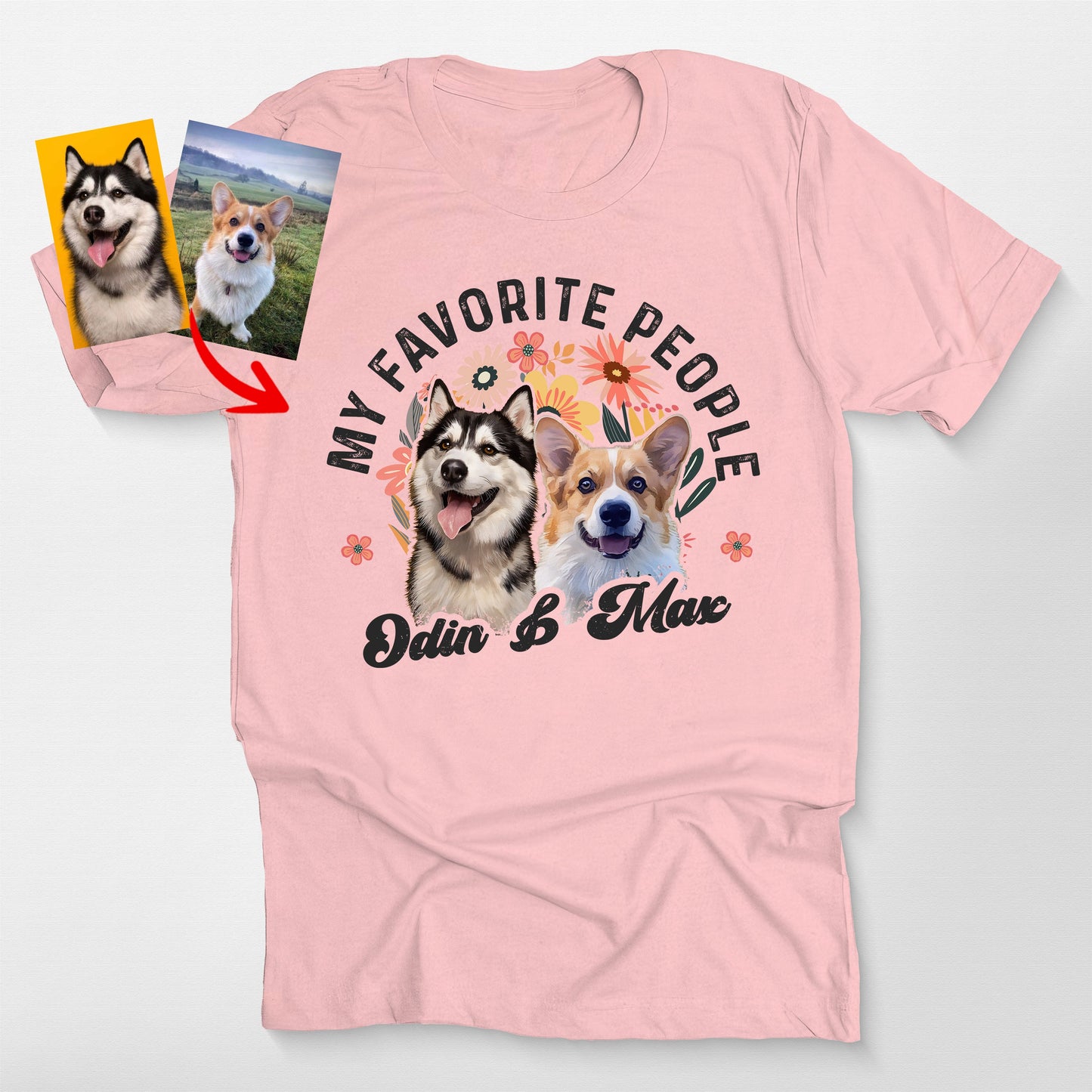Favorite Person Boho Flowers Custom Dog Bella, custom pet portrait gift for pet lovers (view 8)